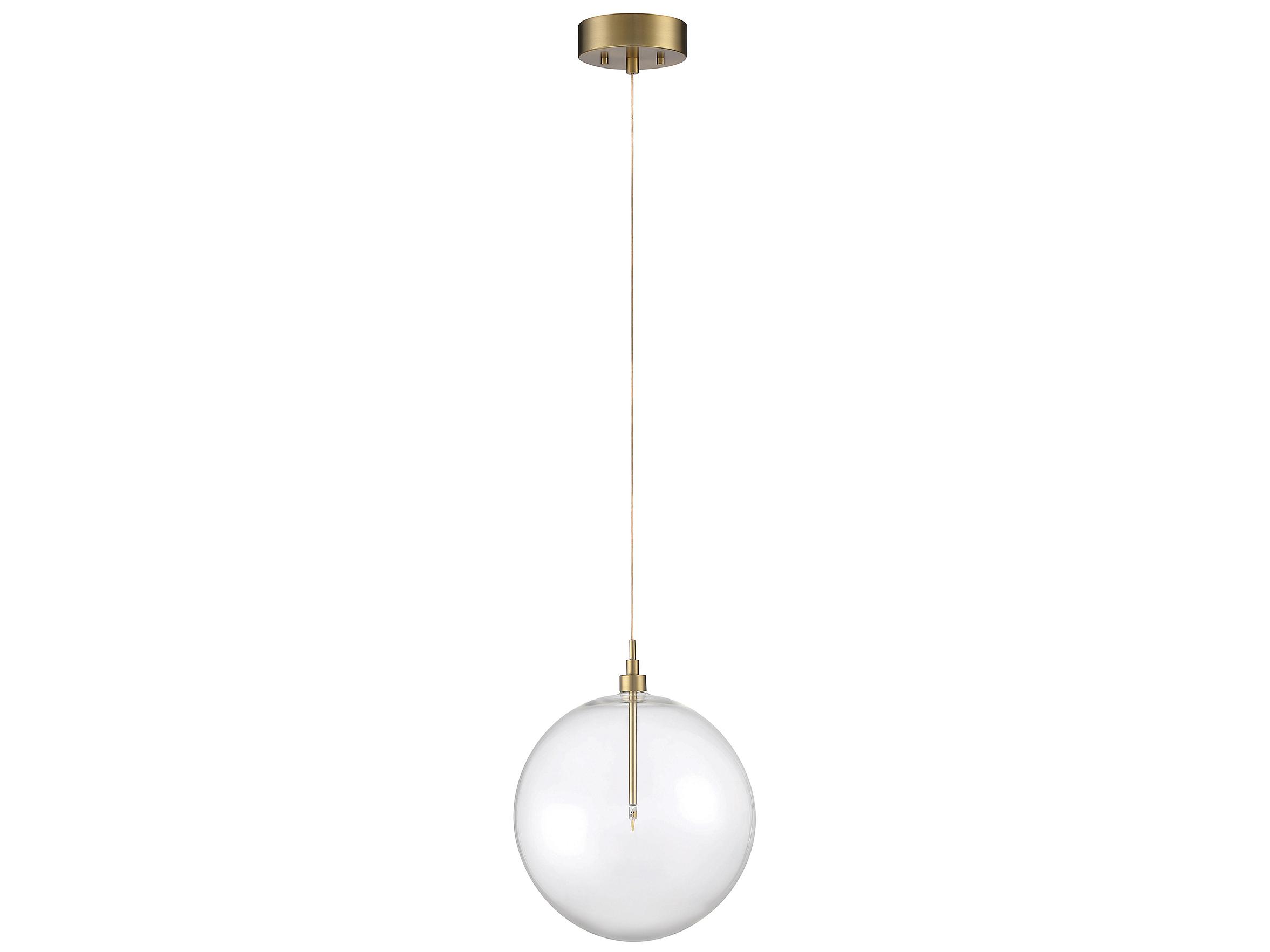 Savoy House Meridian 1-Light Natural Brass Glass LED Globe Pendant