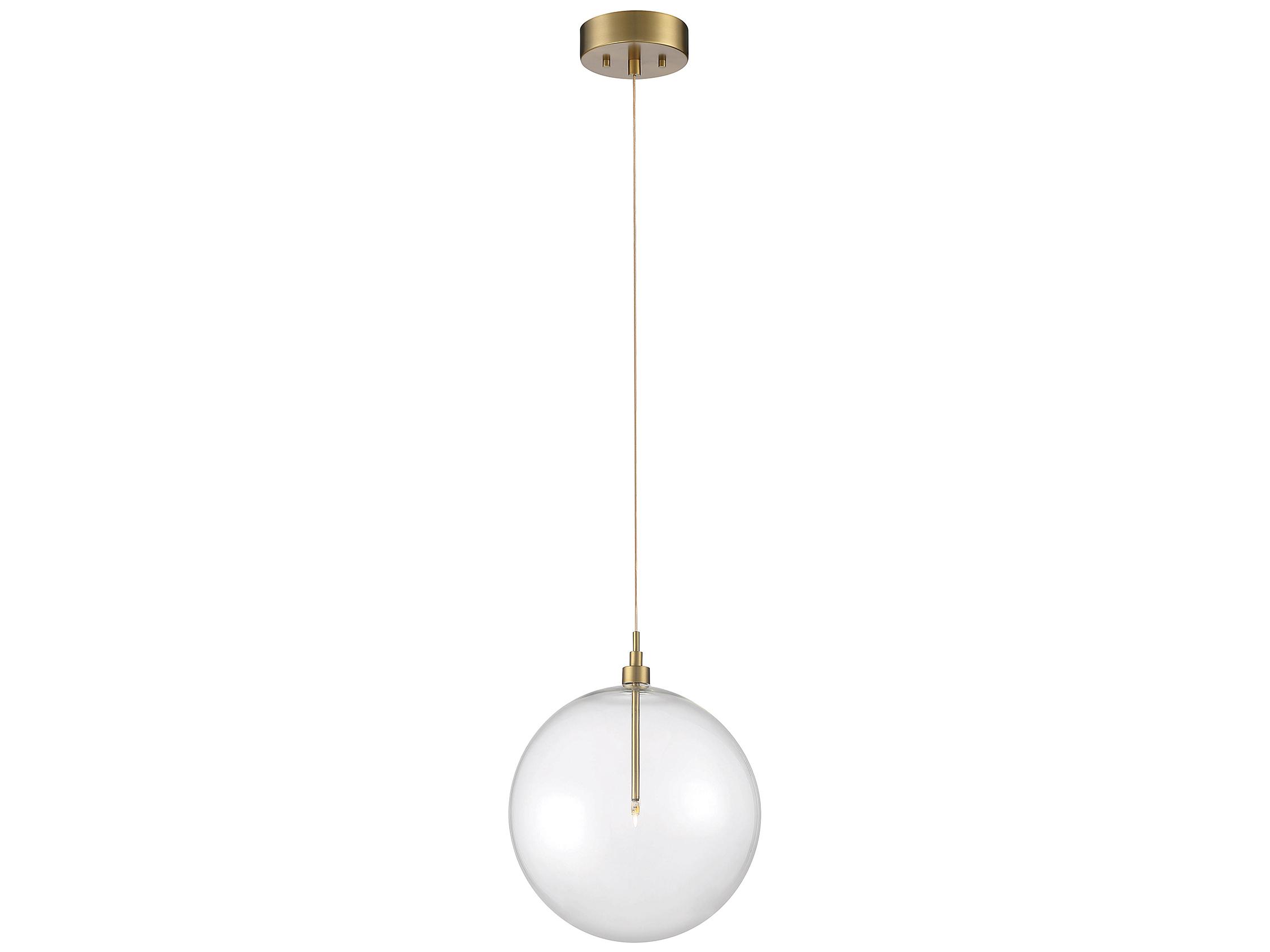 Savoy House Meridian 1-Light Natural Brass Glass LED Globe Pendant