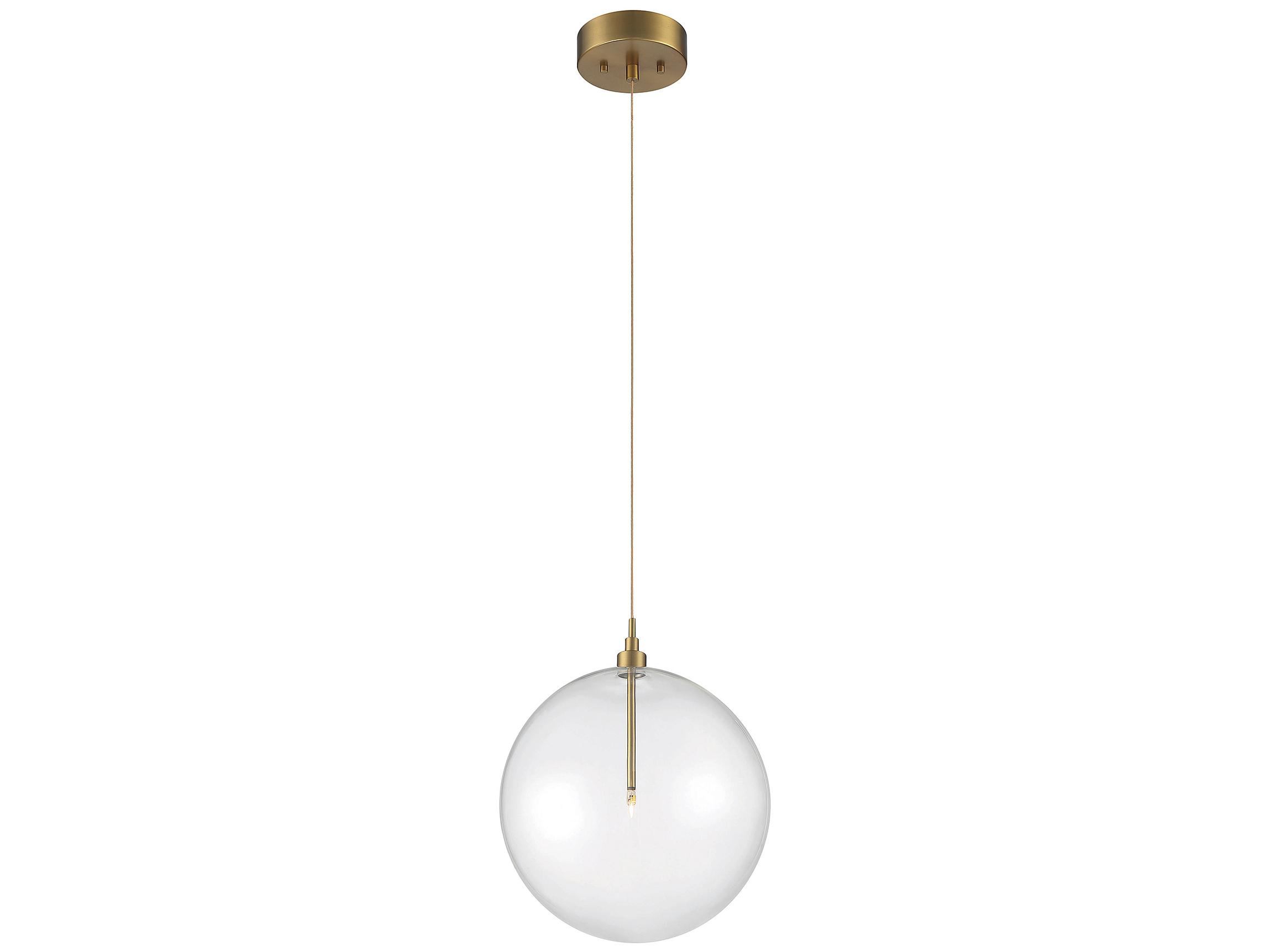 Savoy House Meridian 1-Light Natural Brass Glass LED Globe Pendant