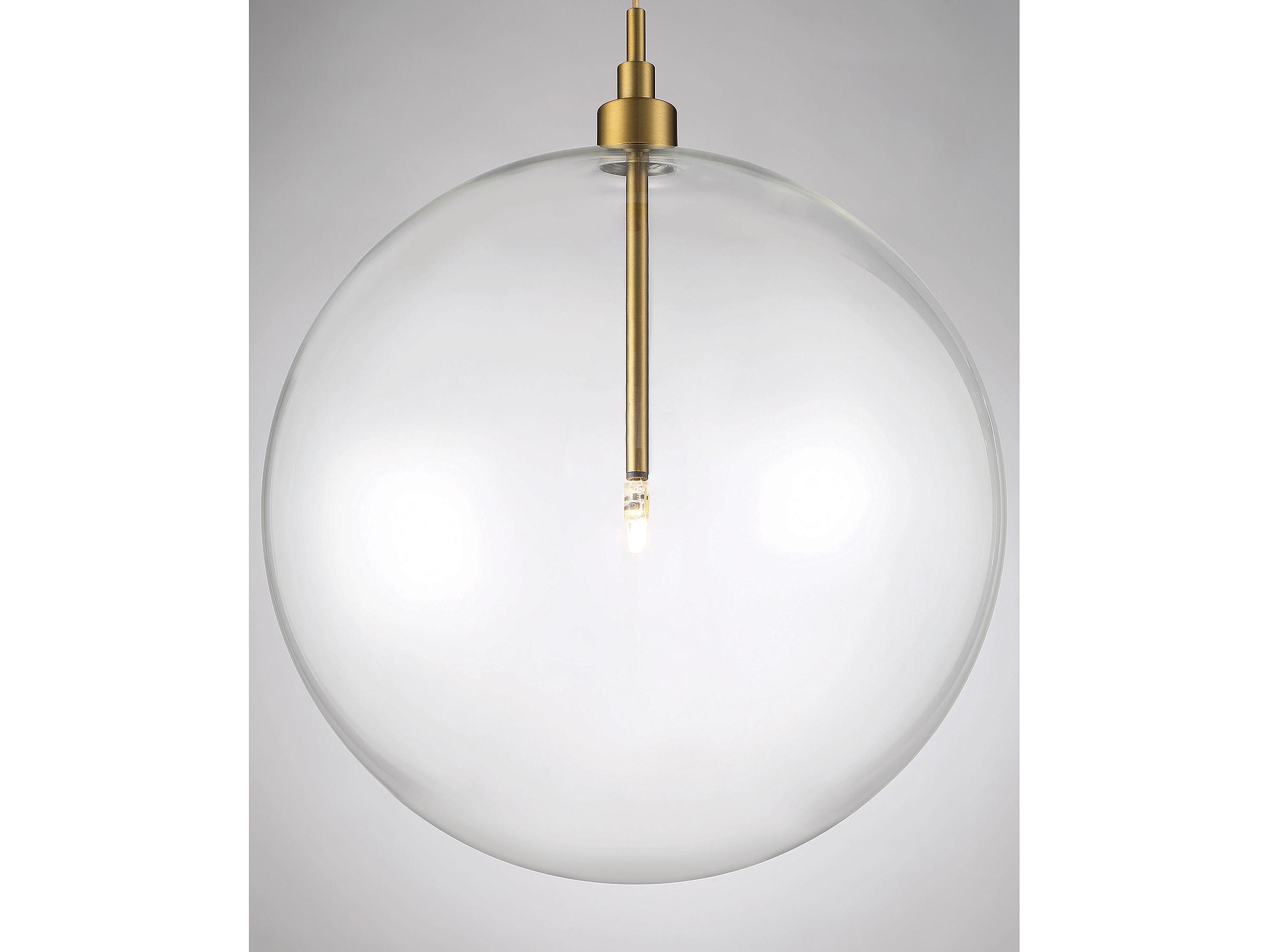 Savoy House Meridian 1-Light Natural Brass Glass LED Globe Pendant