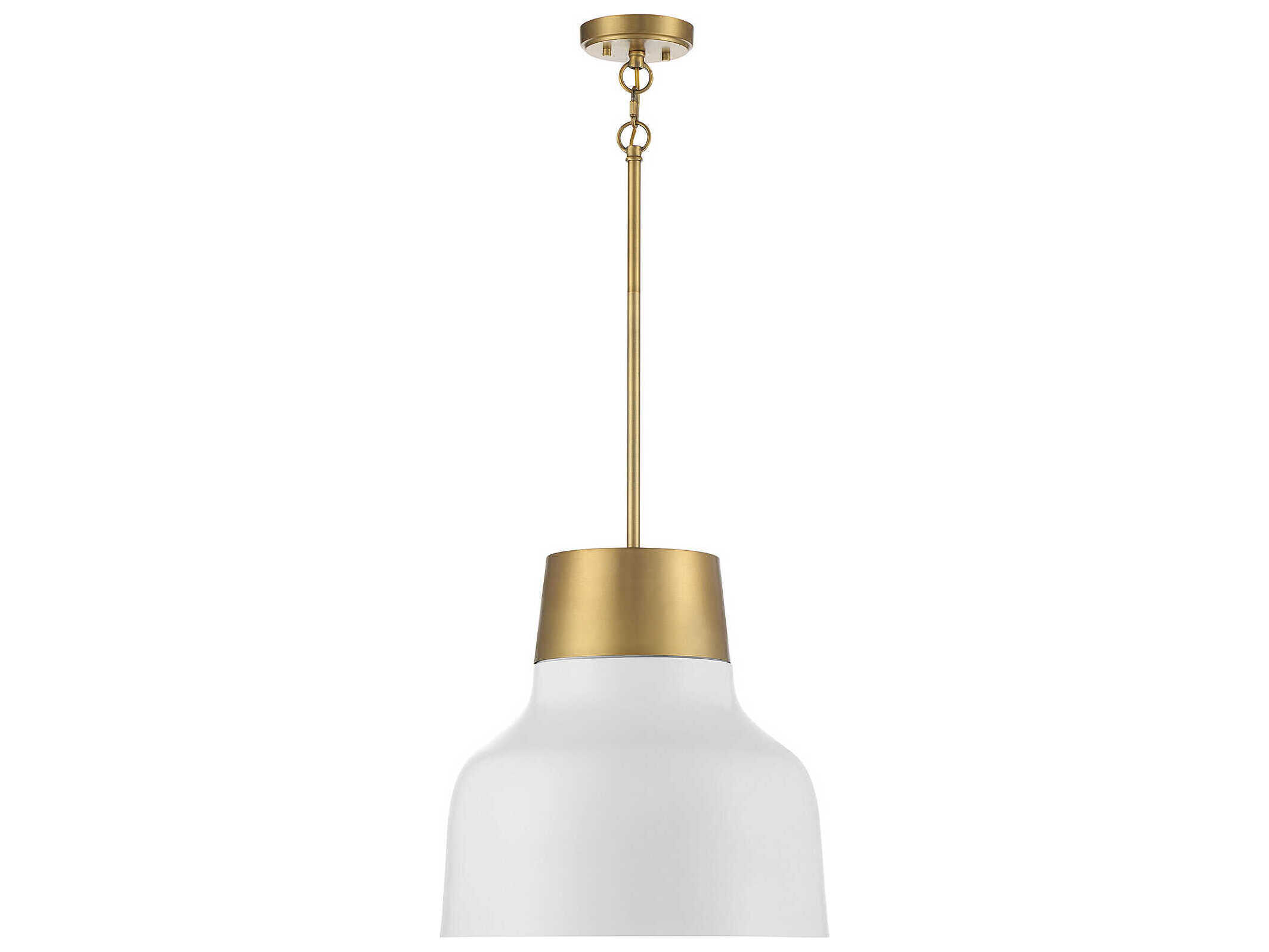 Savoy House Meridian 1-Light White Natural Brass Bell Pendant