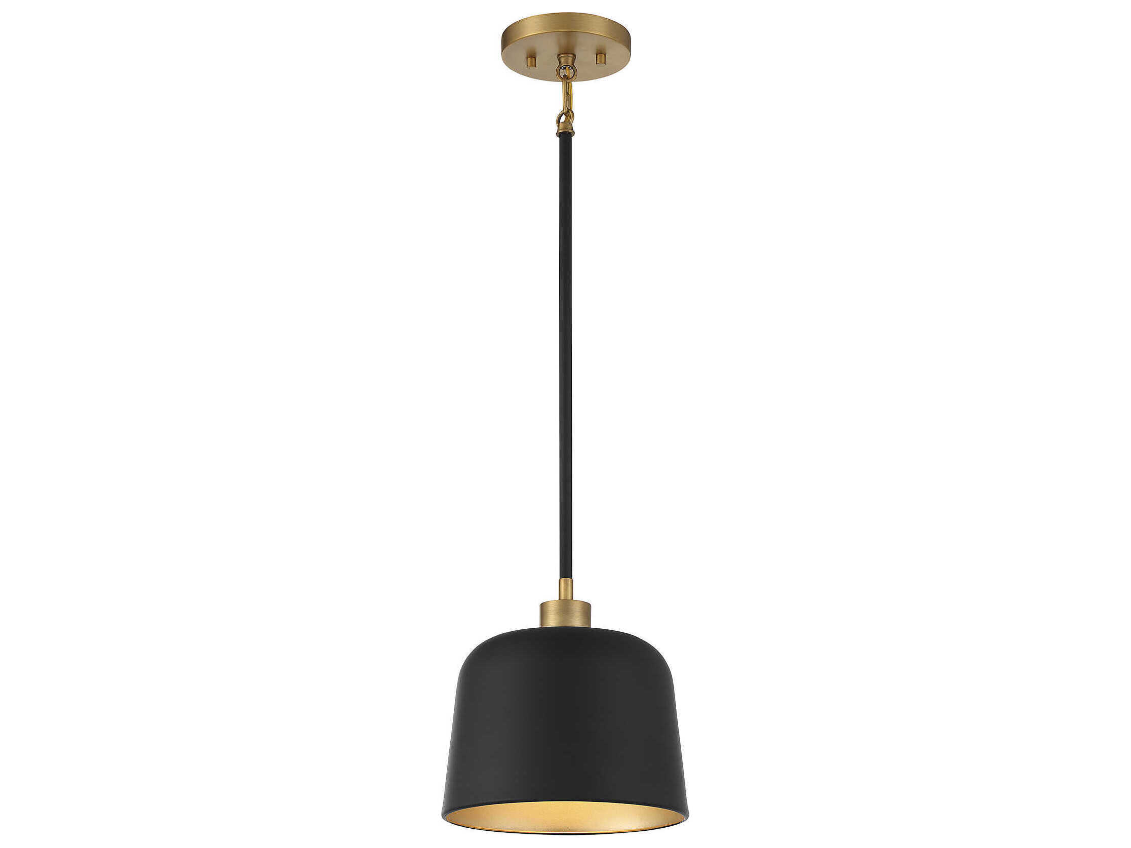 Savoy House Meridian 1-Light Matte Black Natural Brass Dome Mini Pendant