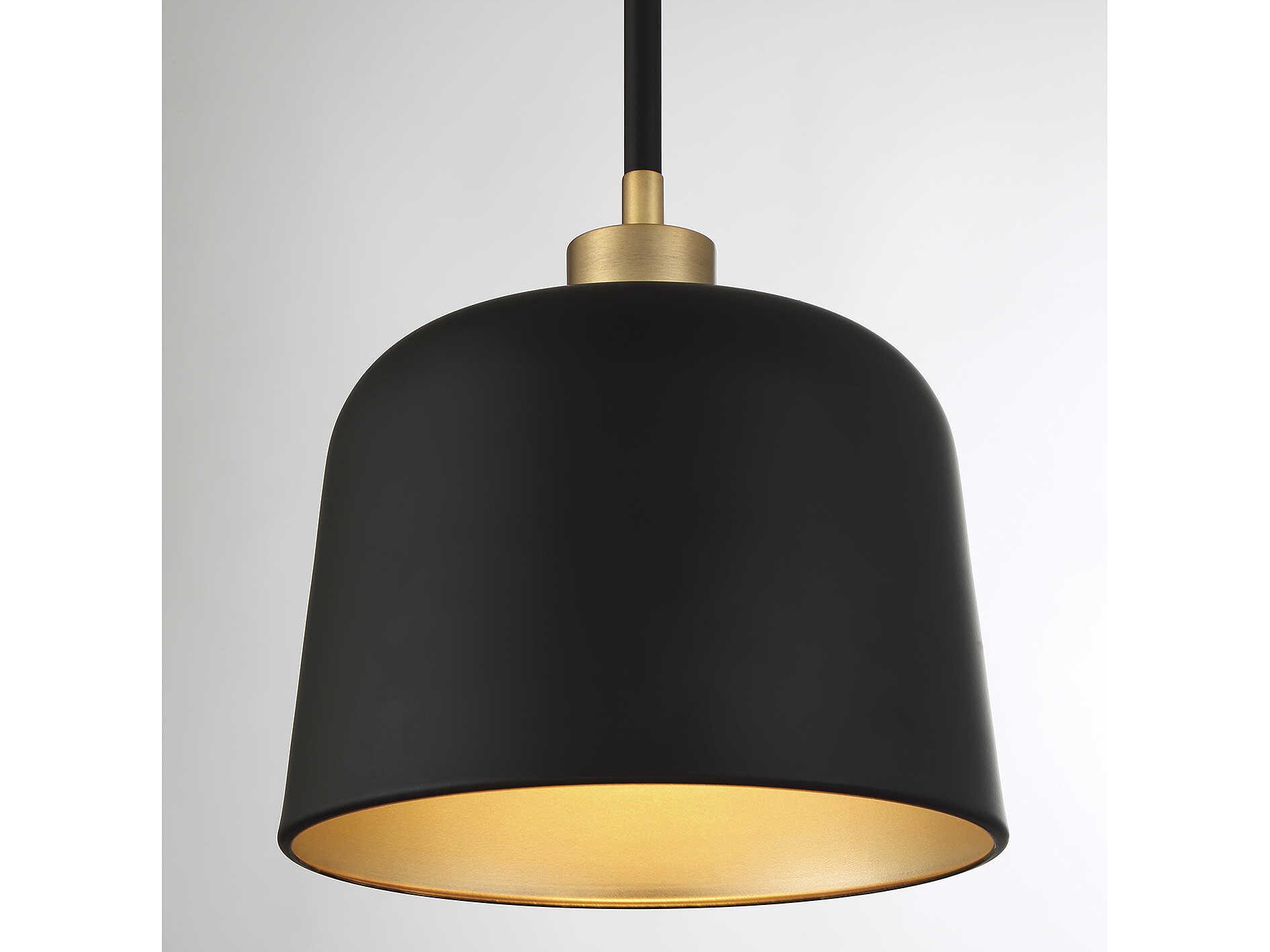 Savoy House Meridian 1-Light Matte Black Natural Brass Dome Mini Pendant