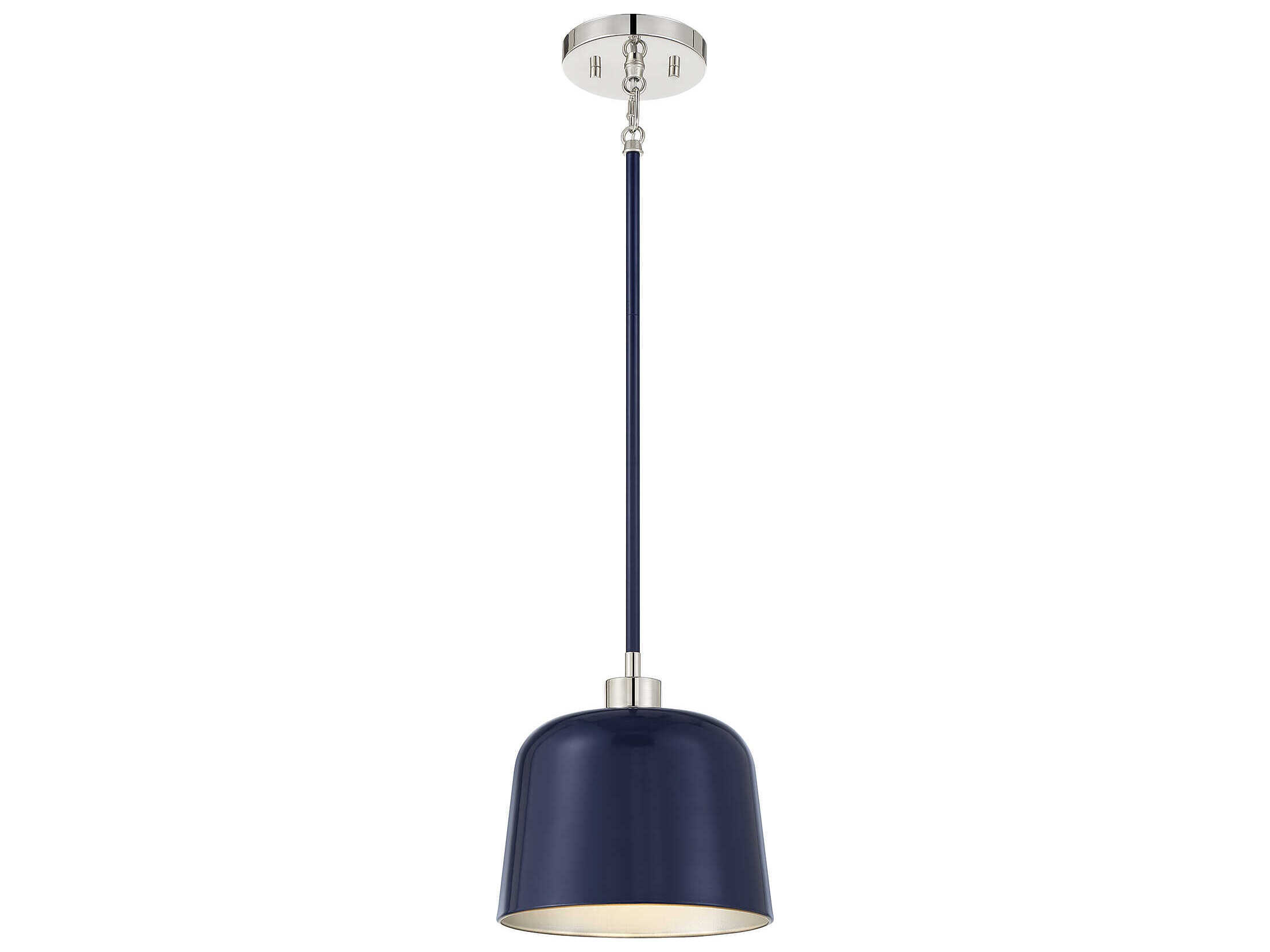Savoy House Meridian 1-Light Navy Blue Polished Nickel Dome Mini Pendant