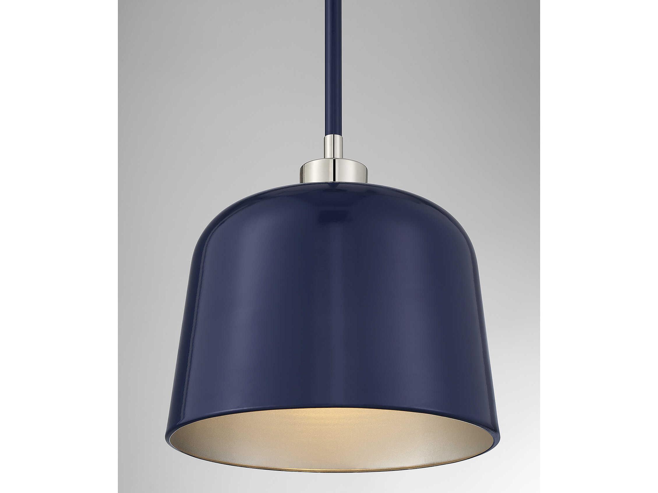 Savoy House Meridian 1-Light Navy Blue Polished Nickel Dome Mini Pendant