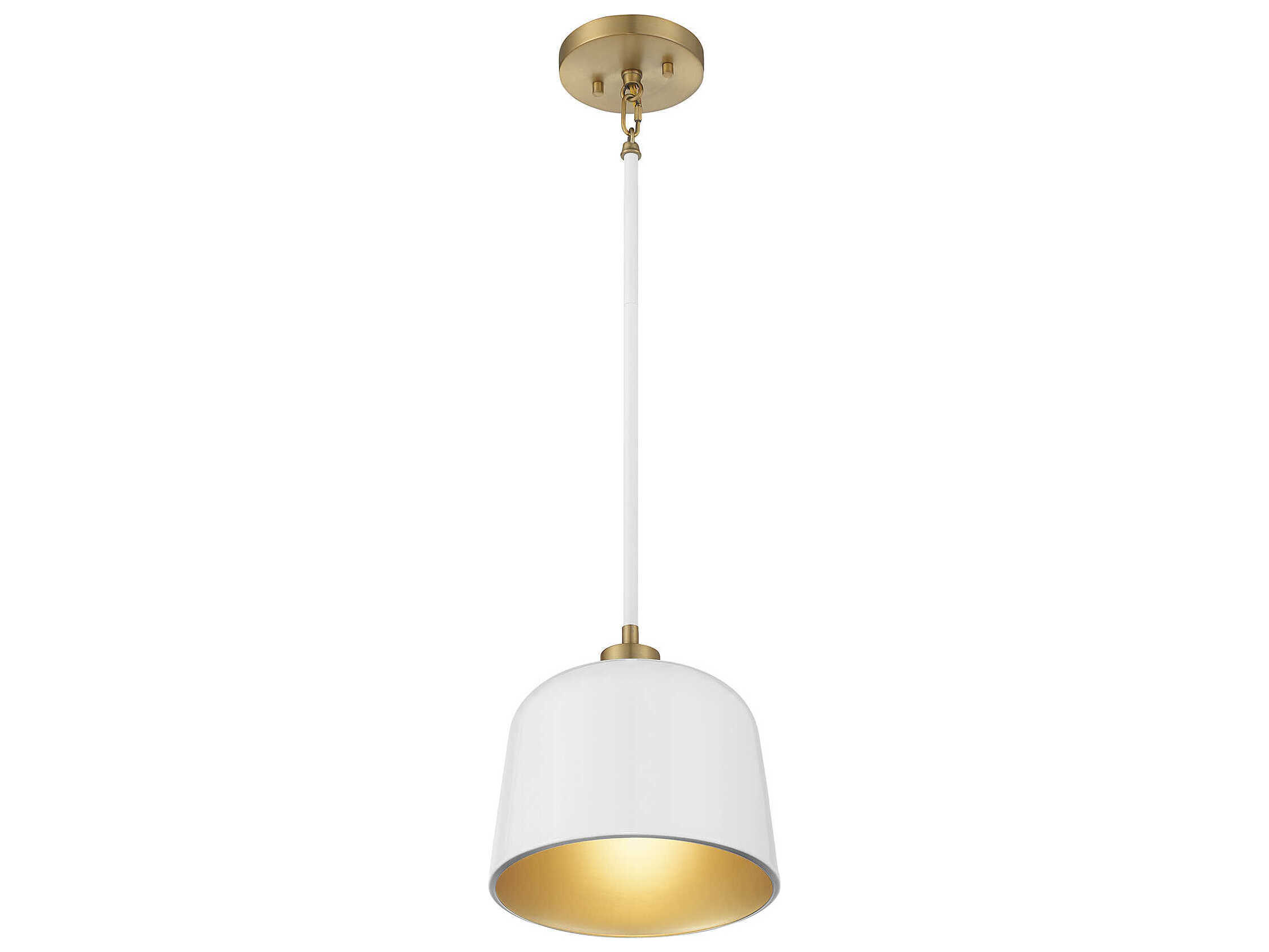 Savoy House Meridian 1-Light White Natural Brass Dome Mini Pendant