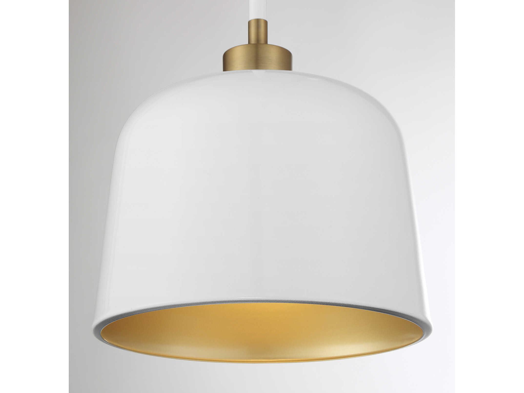 Savoy House Meridian 1-Light White Natural Brass Dome Mini Pendant
