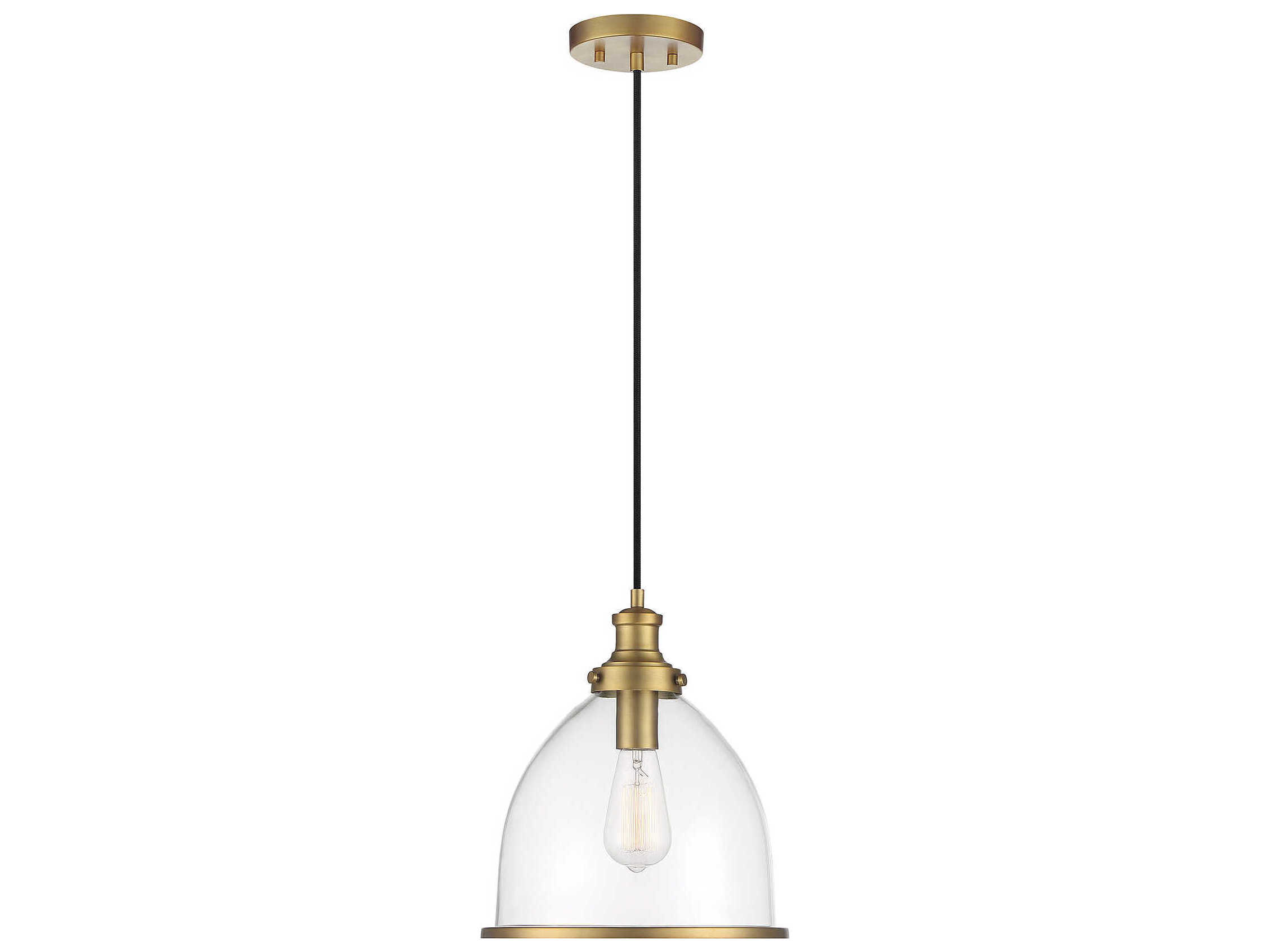 Savoy House Meridian 1-Light Natural Brass Glass Bell Mini Pendant