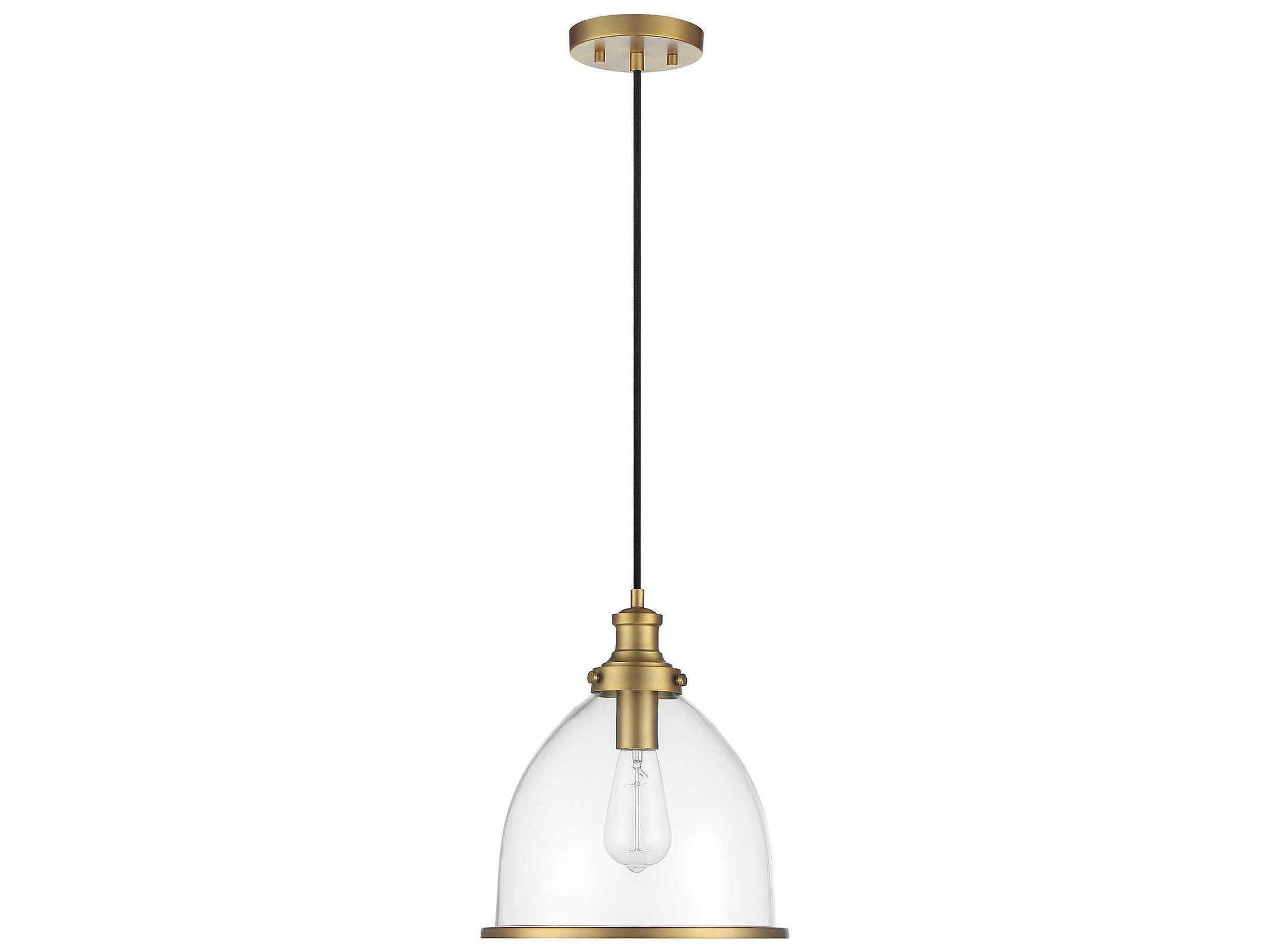 Savoy House Meridian 1-Light Natural Brass Glass Bell Mini Pendant