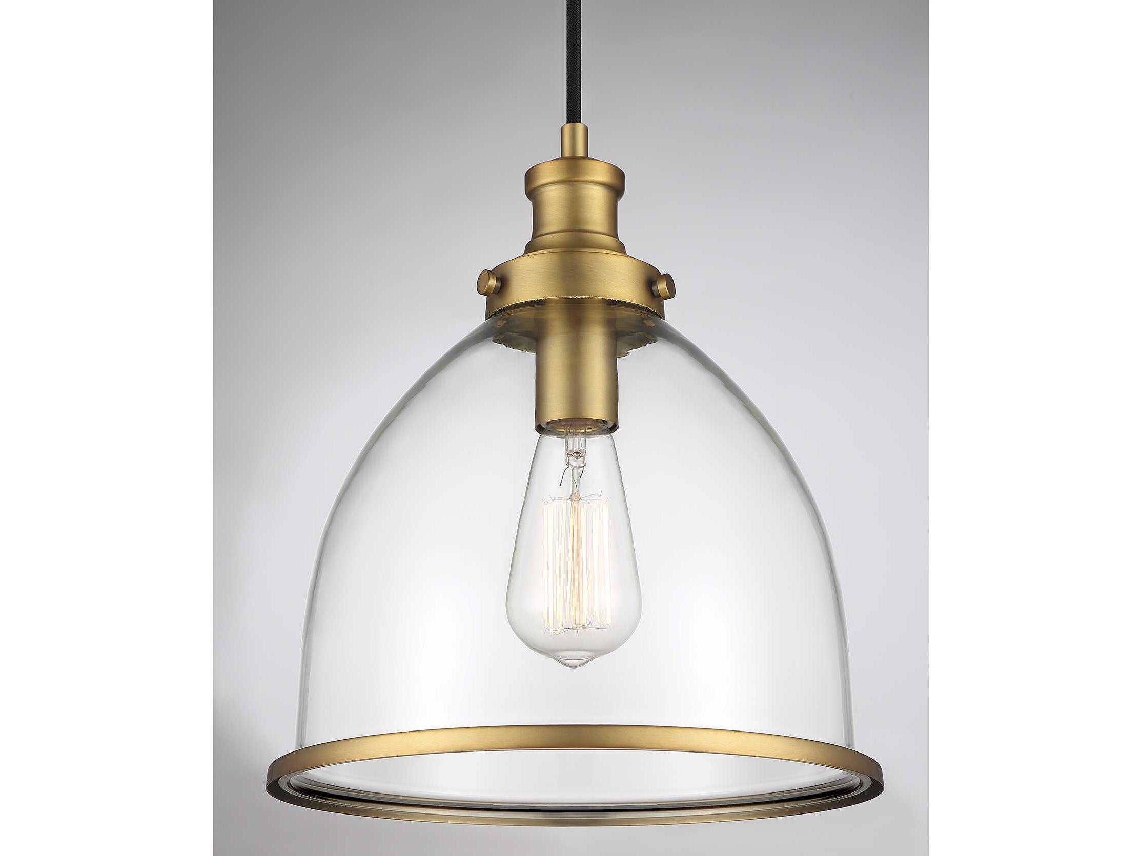 Savoy House Meridian 1-Light Natural Brass Glass Bell Mini Pendant