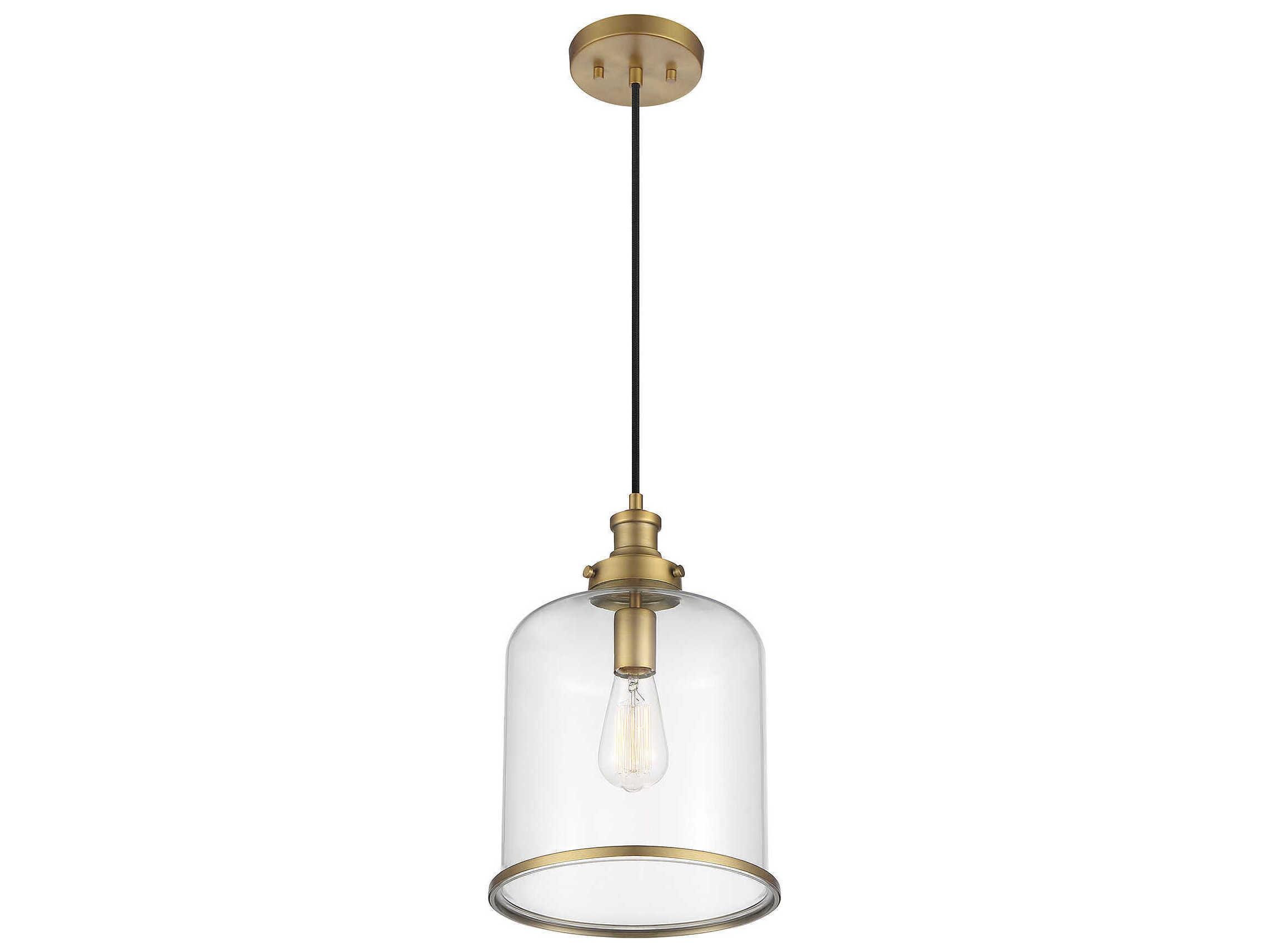 Savoy House Meridian 1-Light Natural Brass Glass Bell Mini Pendant