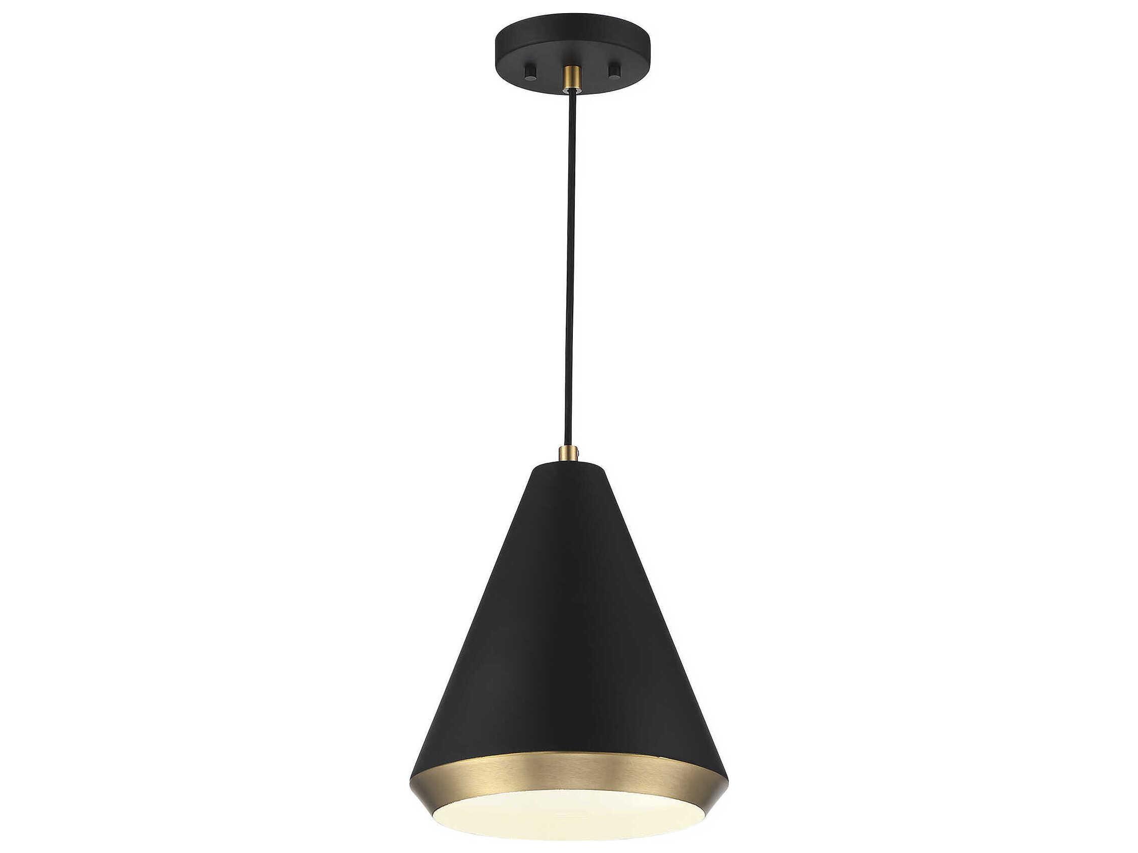 Savoy House Meridian 1-Light Matte Black Natural Brass Mini Pendant