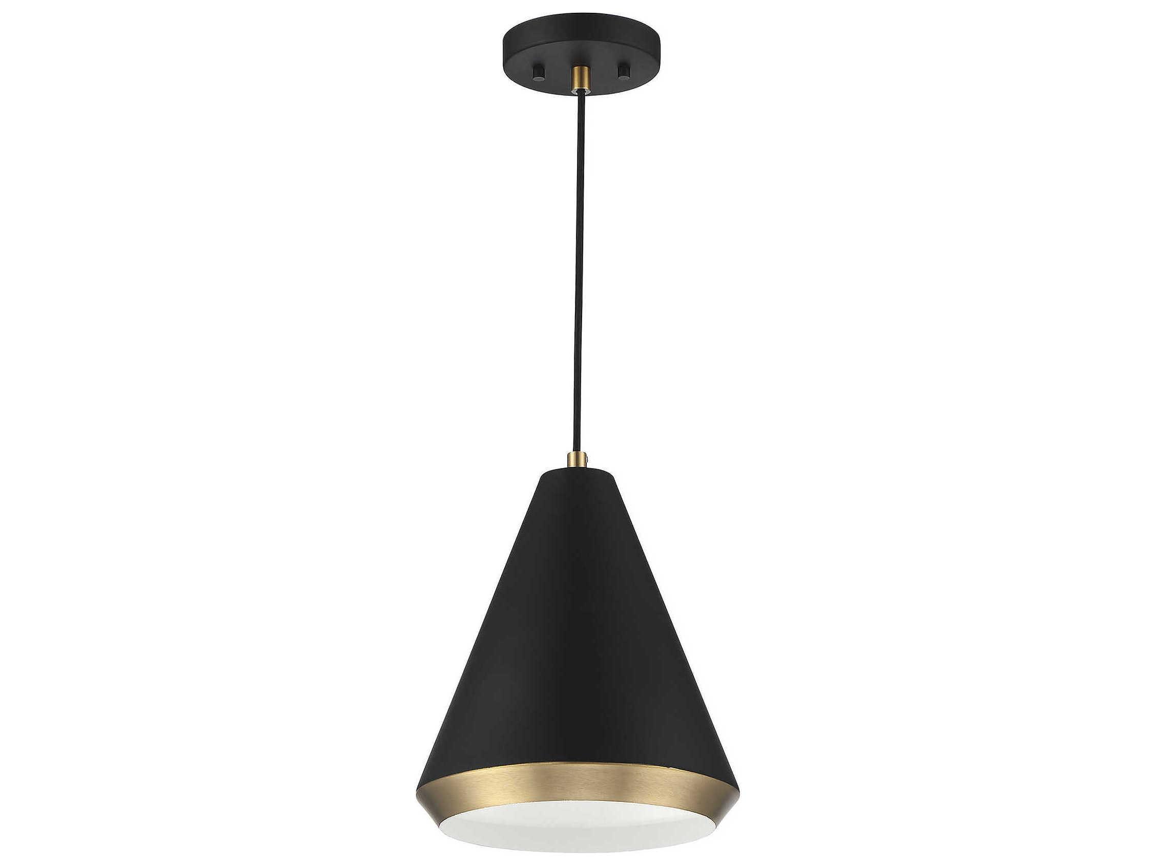 Savoy House Meridian 1-Light Matte Black Natural Brass Mini Pendant