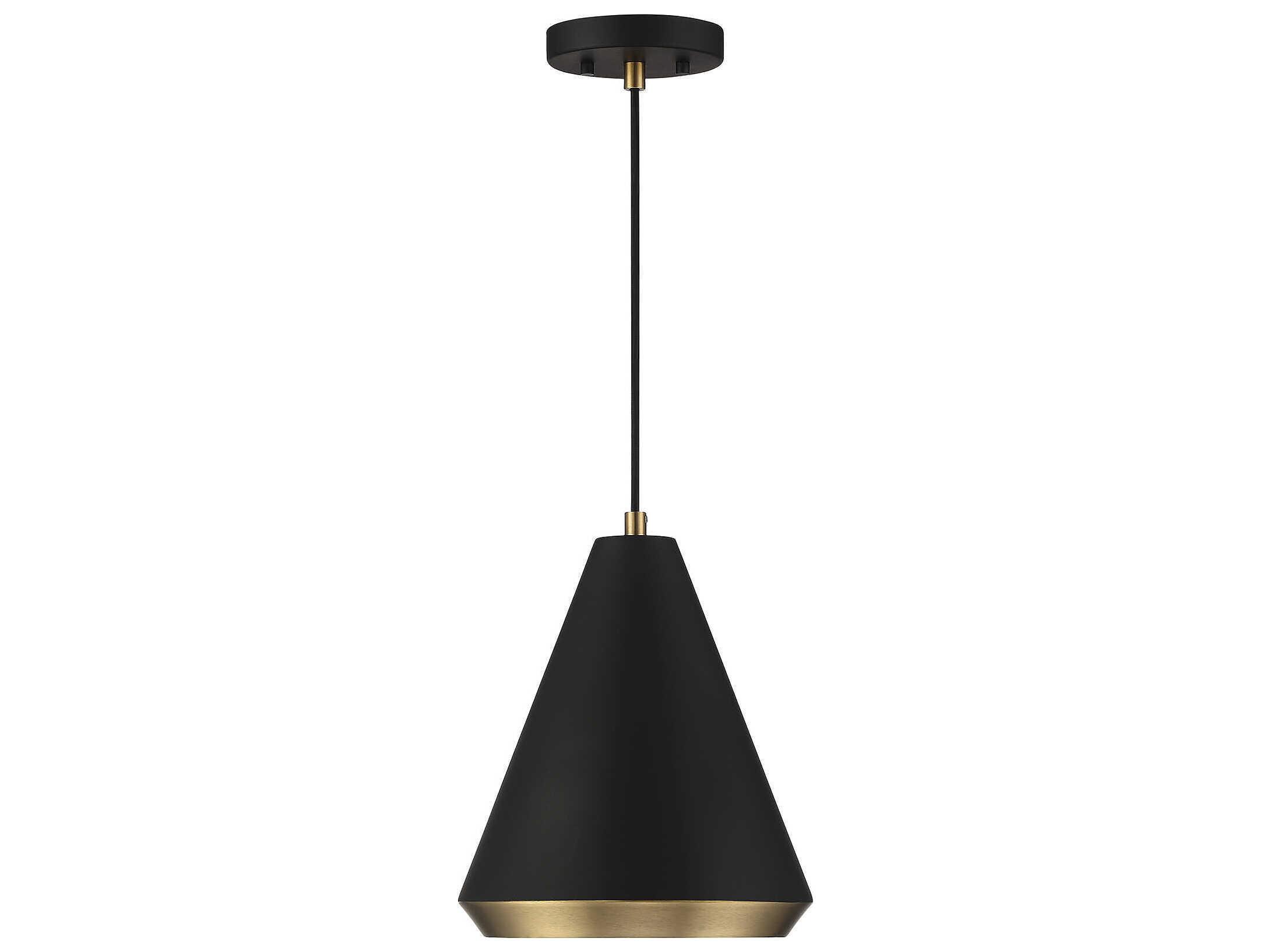 Savoy House Meridian 1-Light Matte Black Natural Brass Mini Pendant