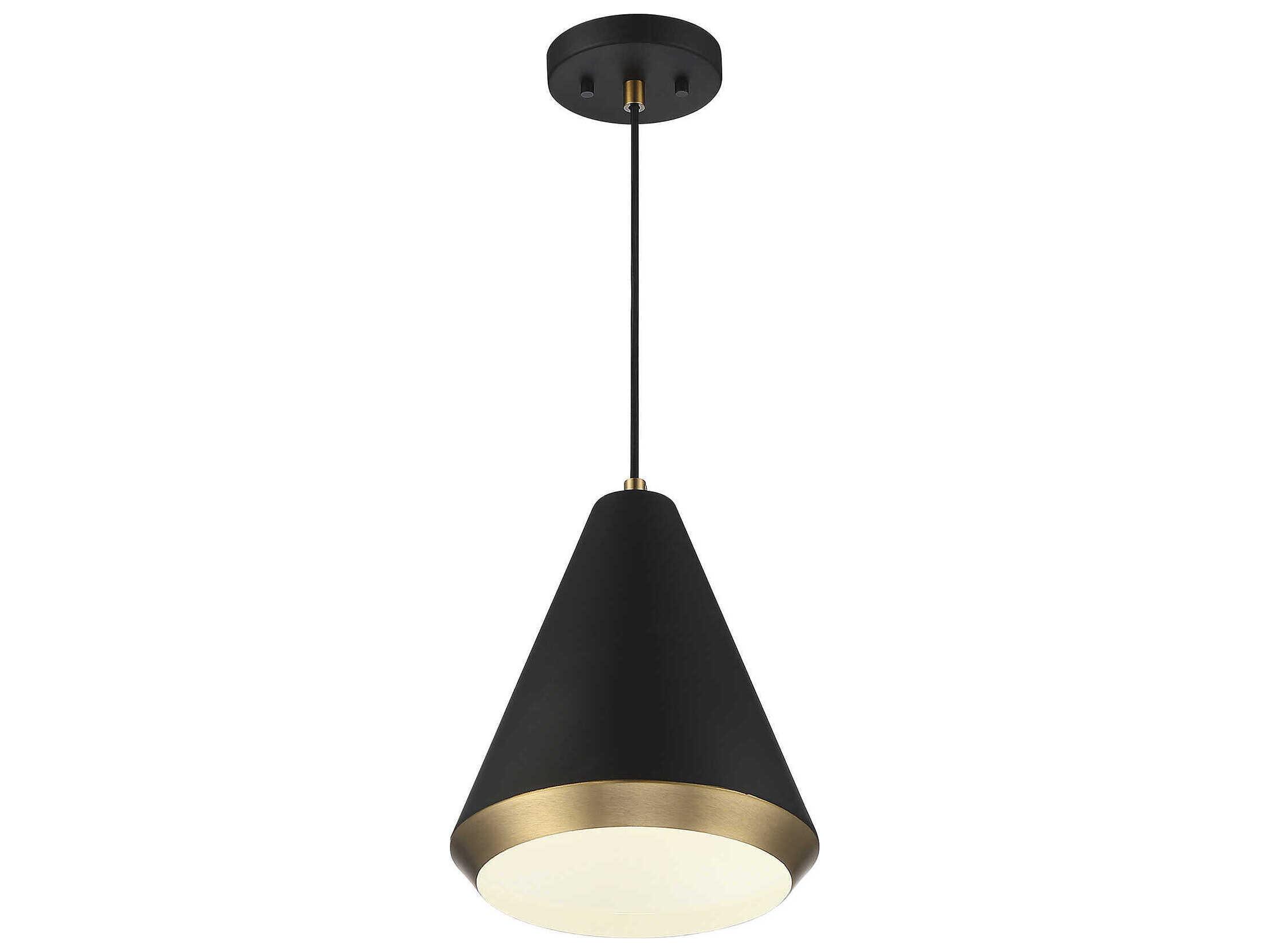 Savoy House Meridian 1-Light Matte Black Natural Brass Mini Pendant