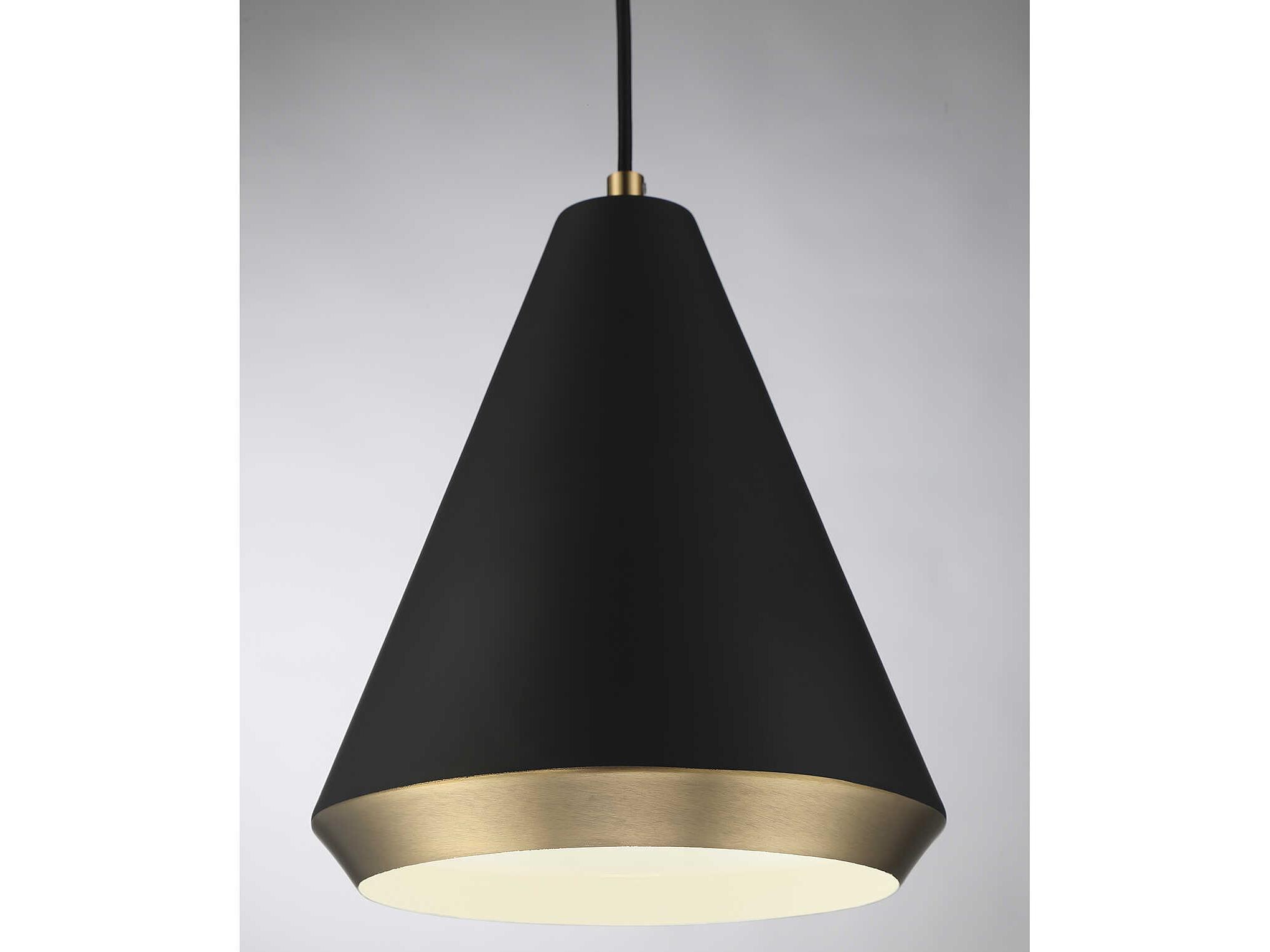 Savoy House Meridian 1-Light Matte Black Natural Brass Mini Pendant