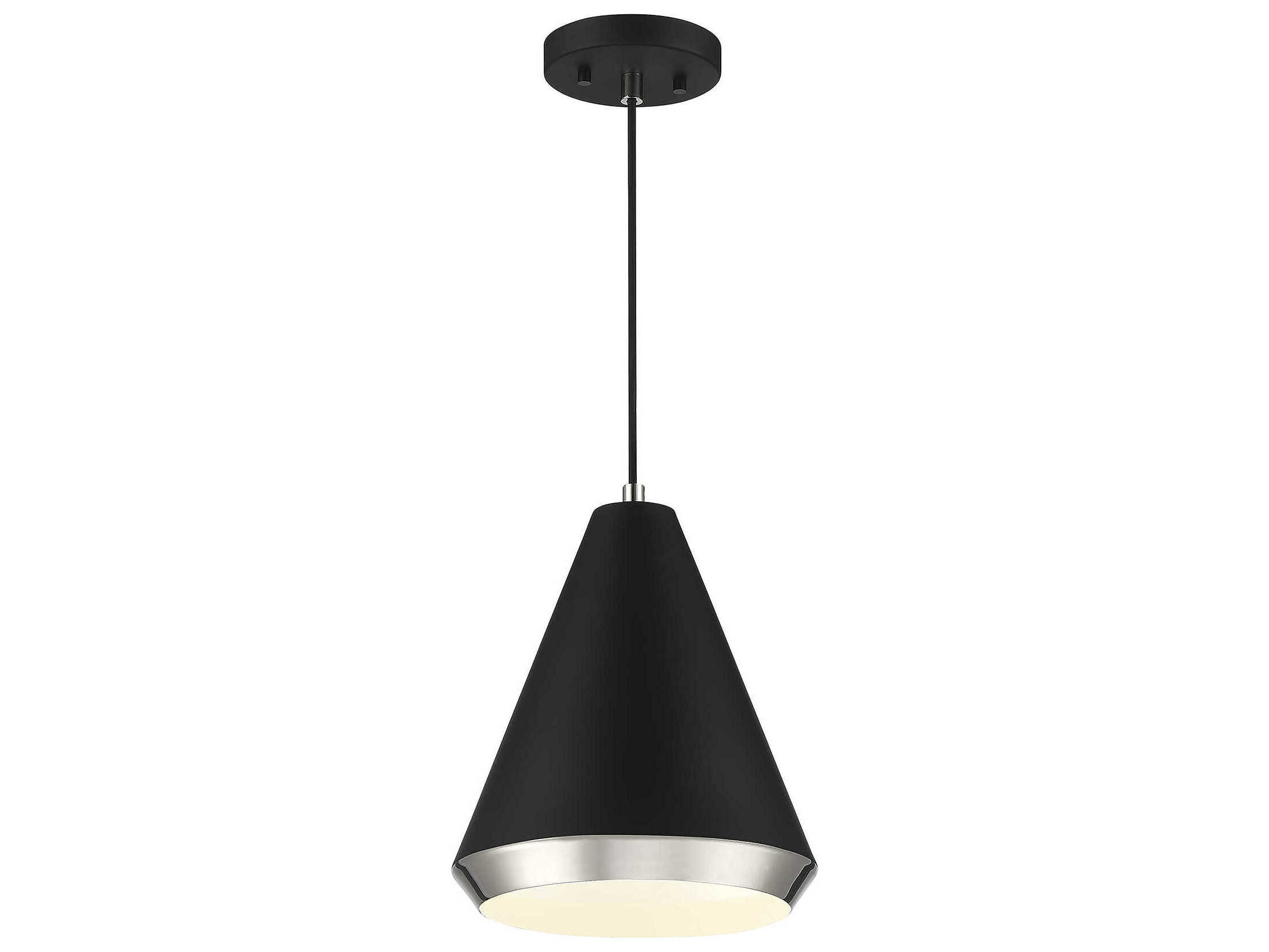 Savoy House Meridian 1-Light Matte Black Polished Nickel Mini Pendant