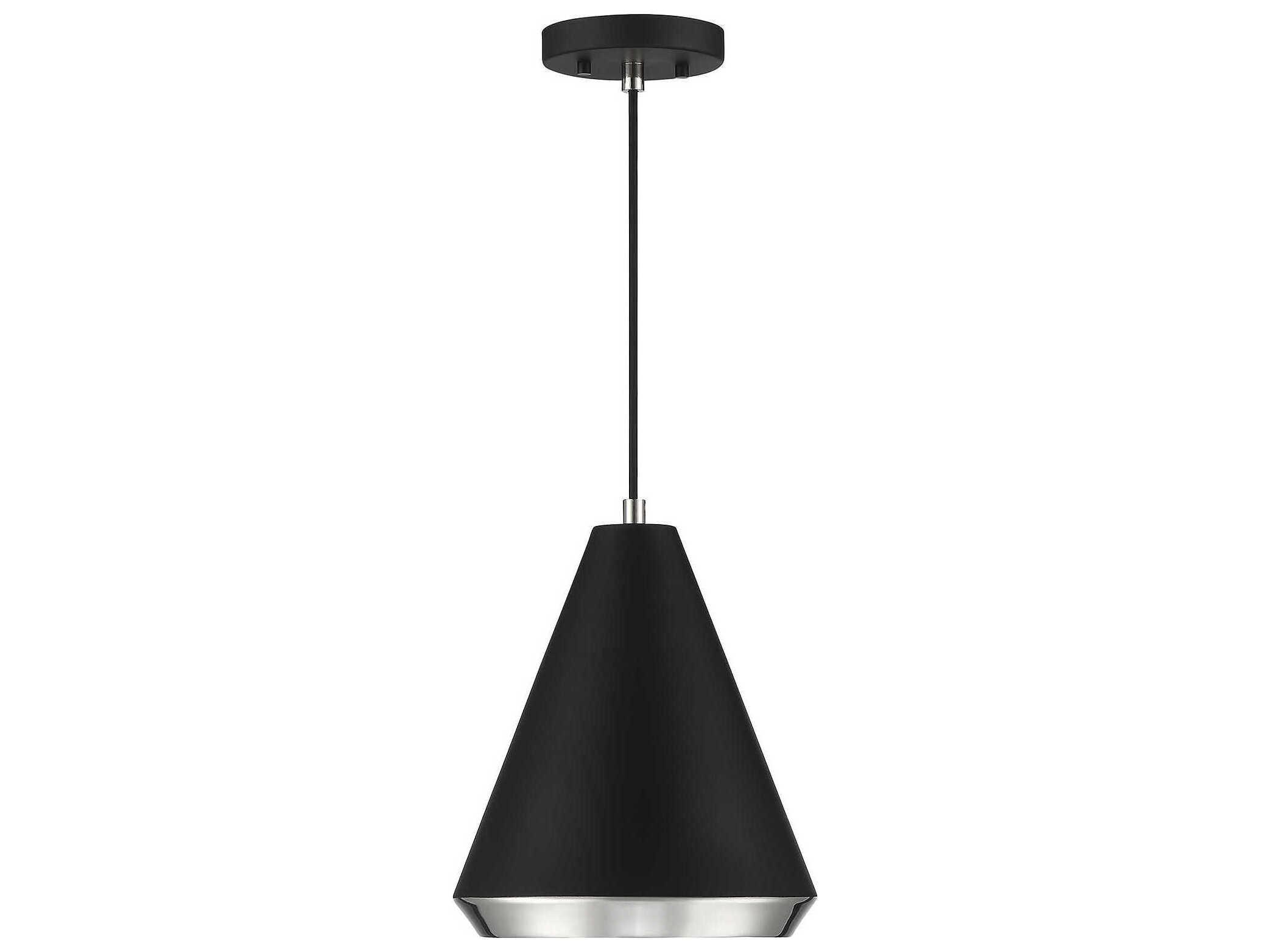 Savoy House Meridian 1-Light Matte Black Polished Nickel Mini Pendant
