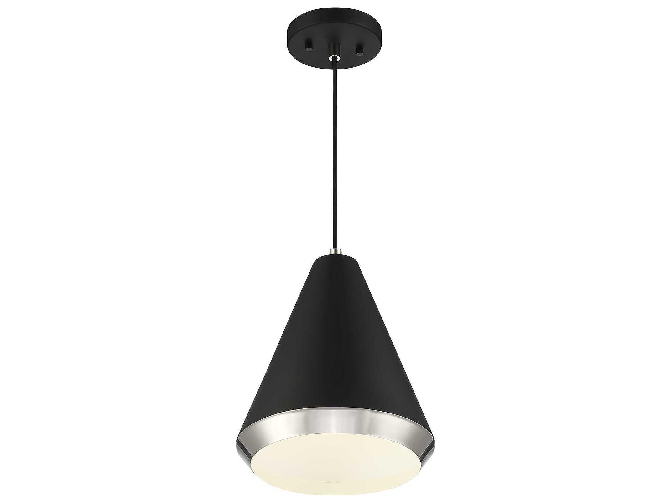 Savoy House Meridian 1-Light Matte Black Polished Nickel Mini Pendant