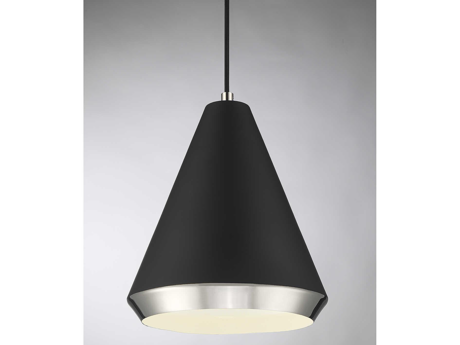 Savoy House Meridian 1-Light Matte Black Polished Nickel Mini Pendant
