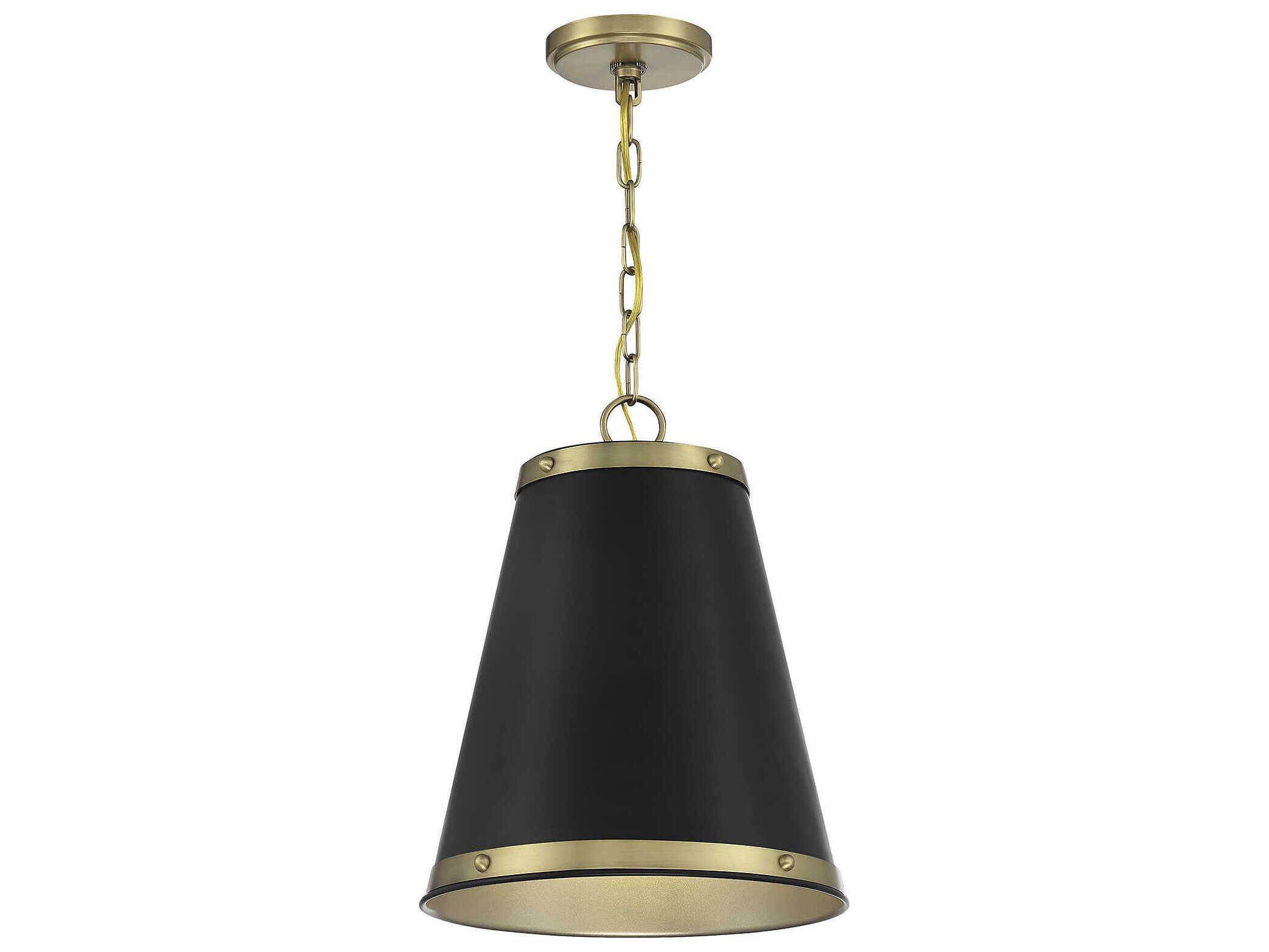 Savoy House Meridian 1-Light Matte Black Natural Brass Empire Pendant