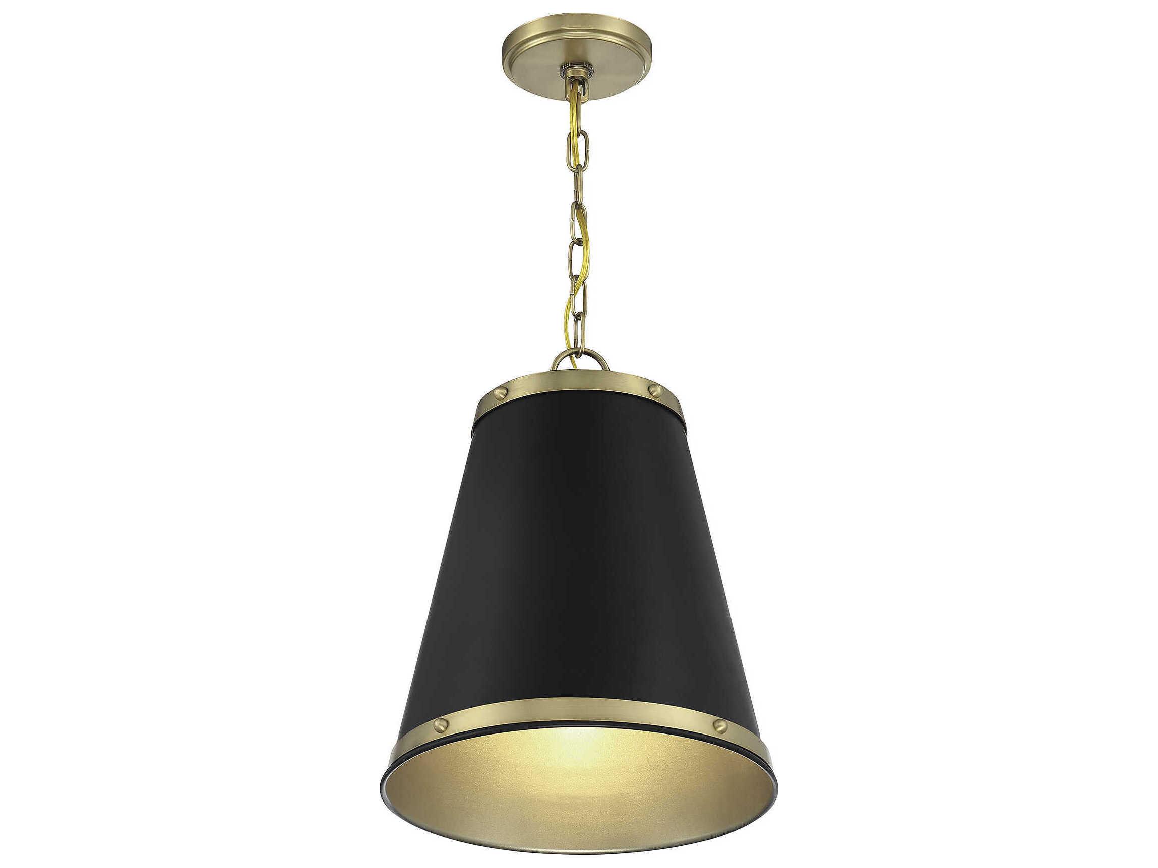 Savoy House Meridian 1-Light Matte Black Natural Brass Empire Pendant