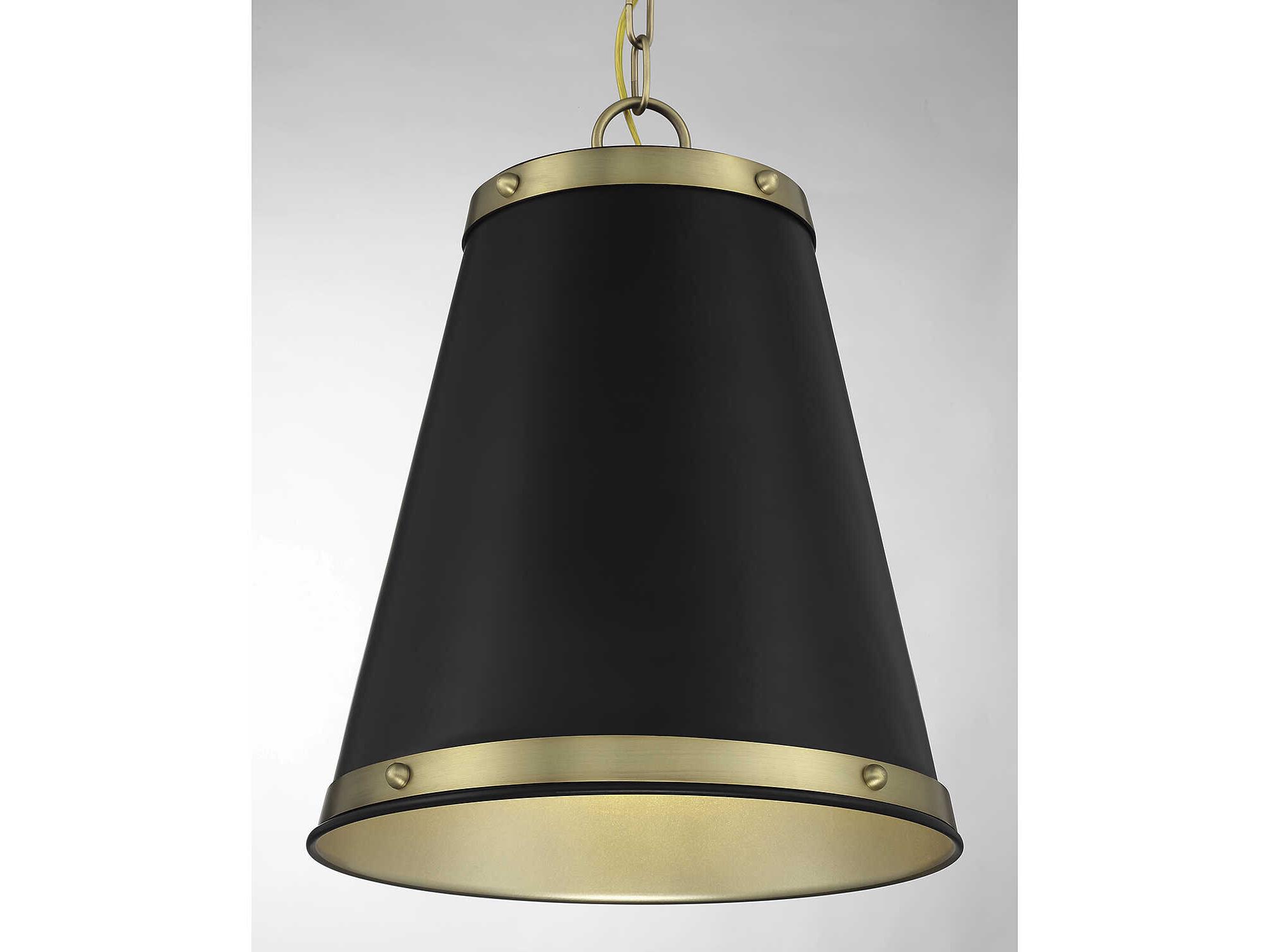 Savoy House Meridian 1-Light Matte Black Natural Brass Empire Pendant