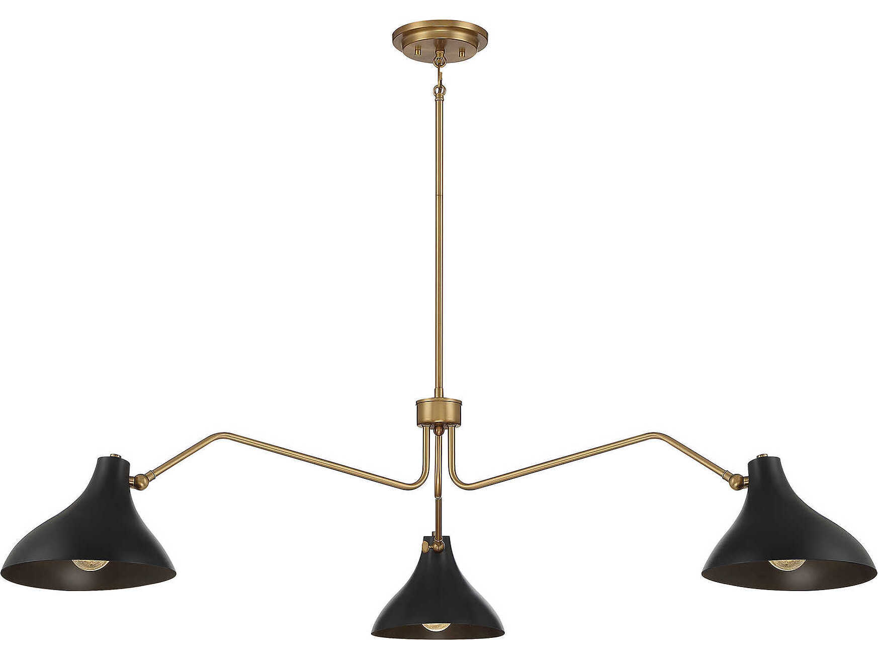 Savoy House Meridian 3-Light Matte Black Natural Brass Chandelier