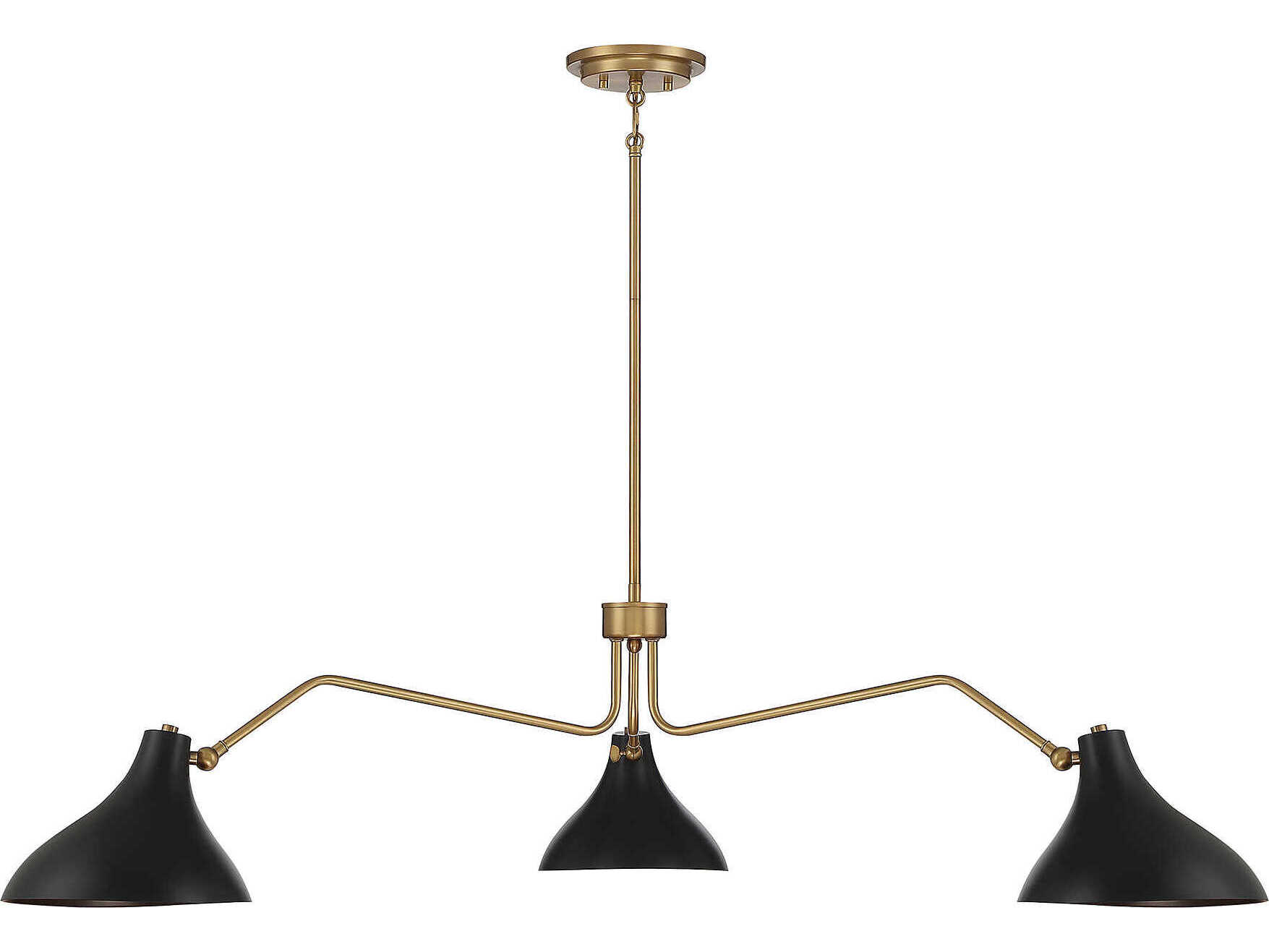 Savoy House Meridian 3-Light Matte Black Natural Brass Chandelier