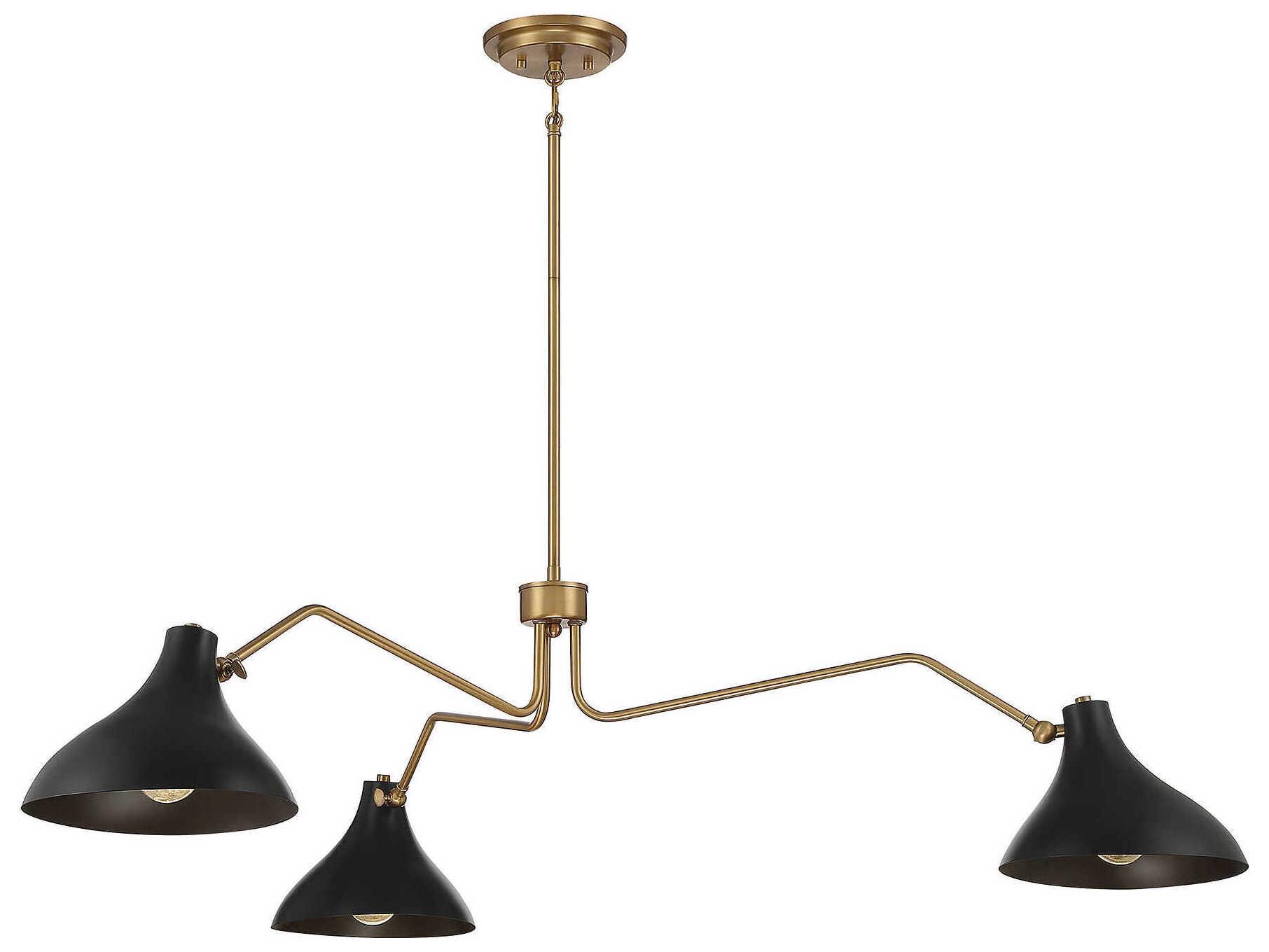 Savoy House Meridian 3-Light Matte Black Natural Brass Chandelier