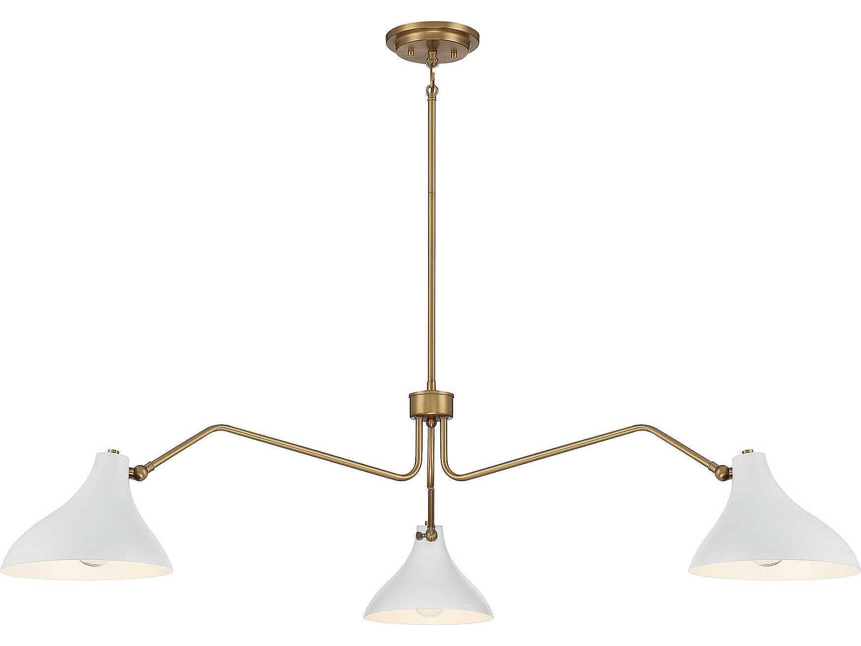 Savoy House Meridian 3-Light White Natural Brass Chandelier