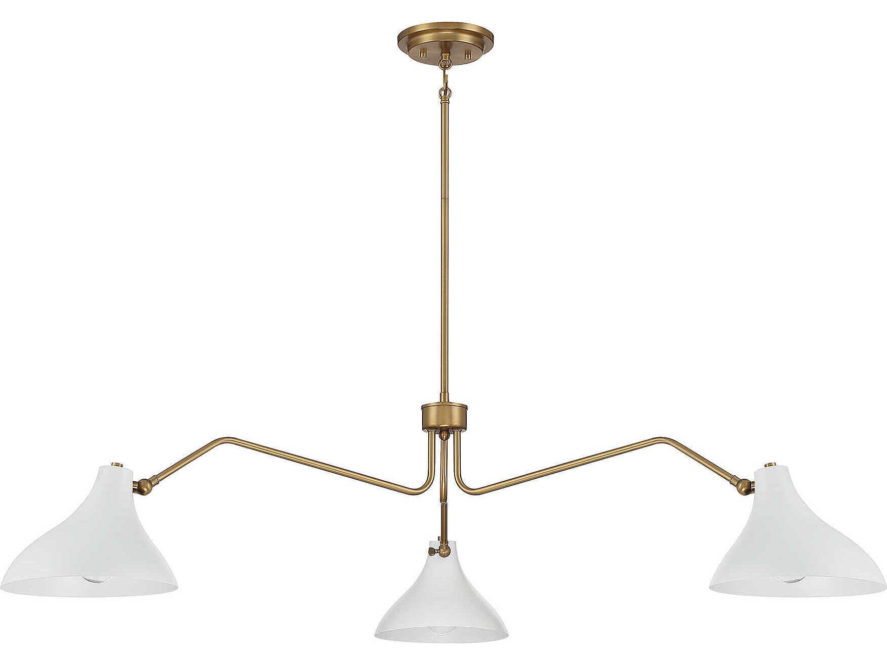 Savoy House Meridian 3-Light White Natural Brass Chandelier