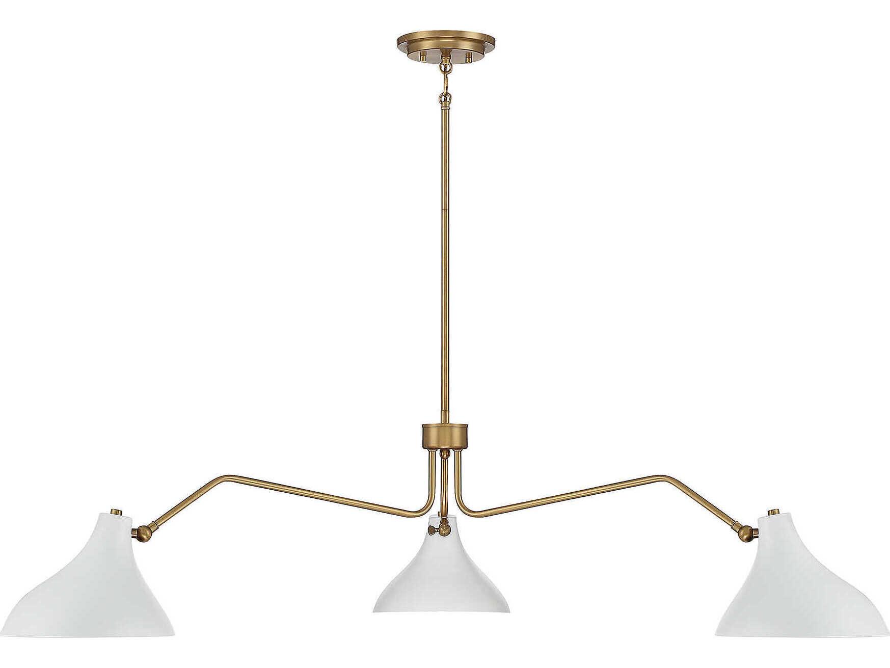 Savoy House Meridian 3-Light White Natural Brass Chandelier