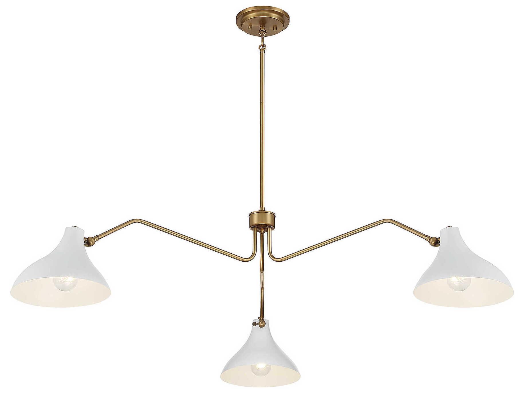 Savoy House Meridian 3-Light White Natural Brass Chandelier