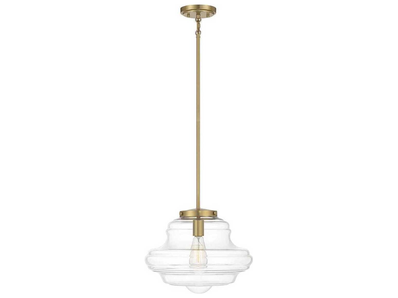 Savoy House Meridian 1-Light Natural Brass Glass Pendant