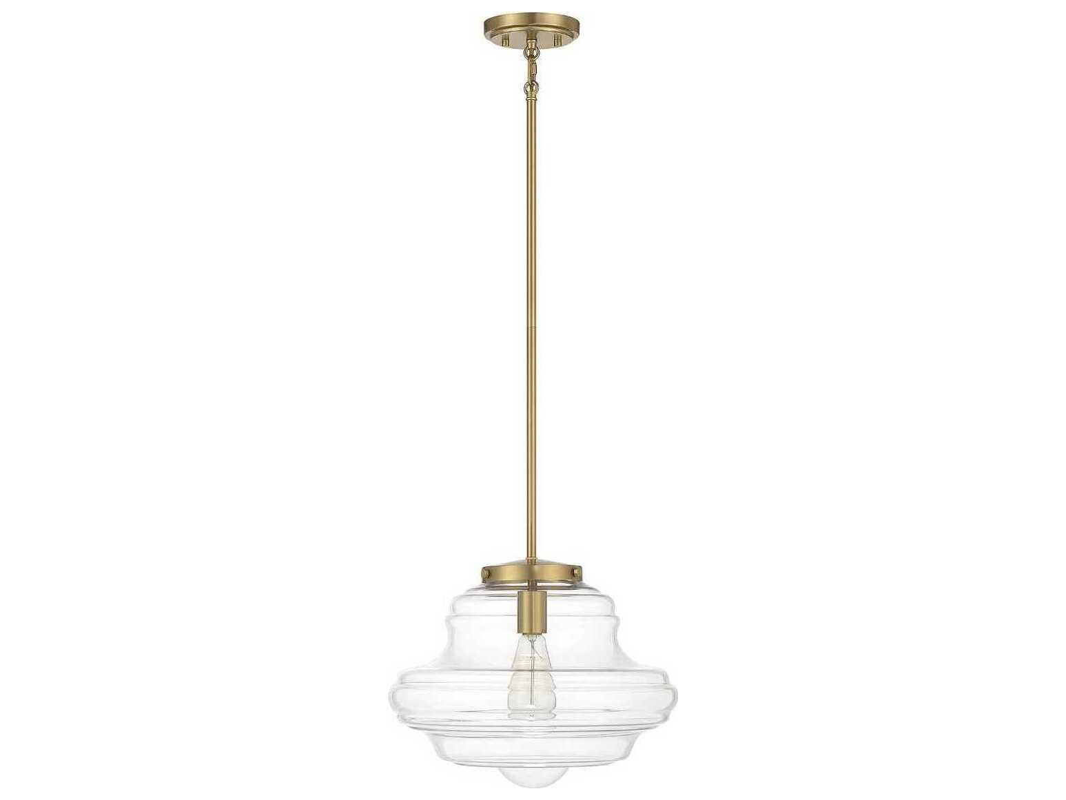 Savoy House Meridian 1-Light Natural Brass Glass Pendant