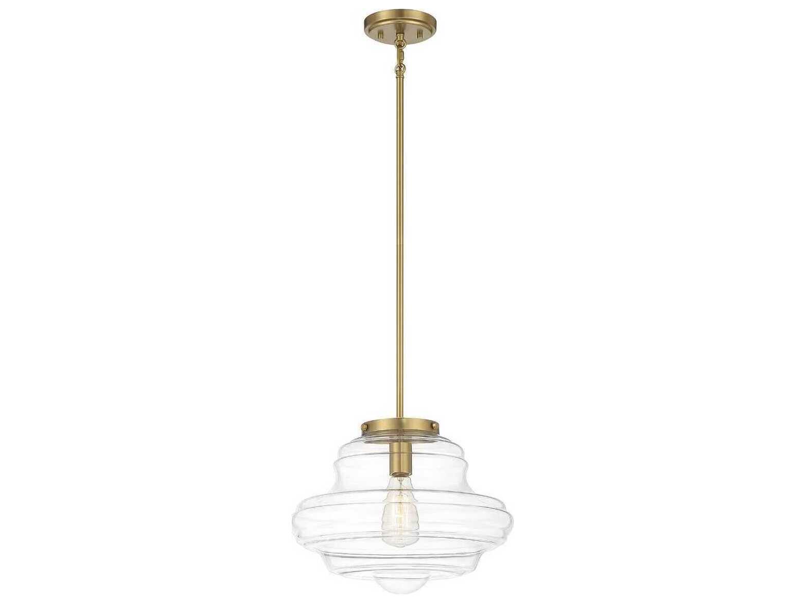 Savoy House Meridian 1-Light Natural Brass Glass Pendant