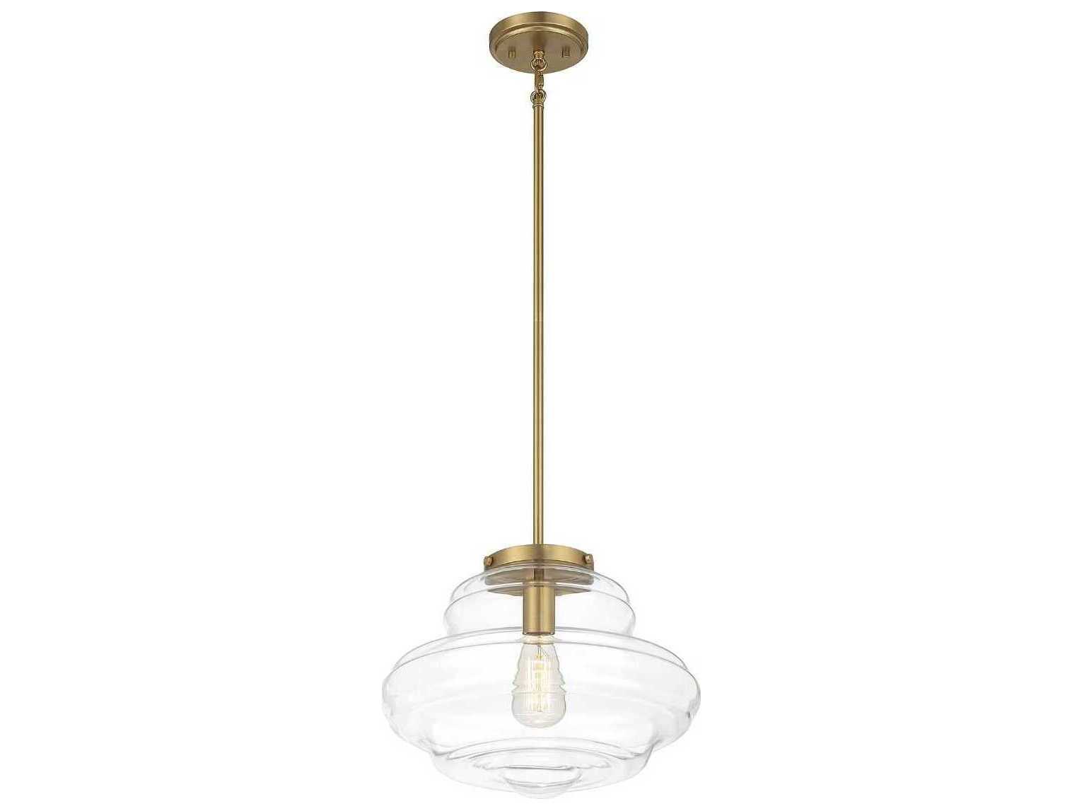 Savoy House Meridian 1-Light Natural Brass Glass Pendant