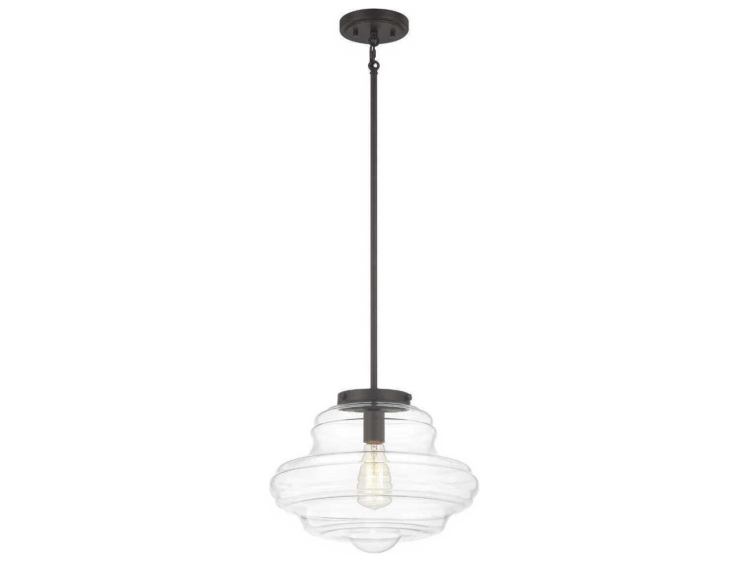 Savoy House Meridian 1-Light Oil Rubbed Bronze Glass Pendant