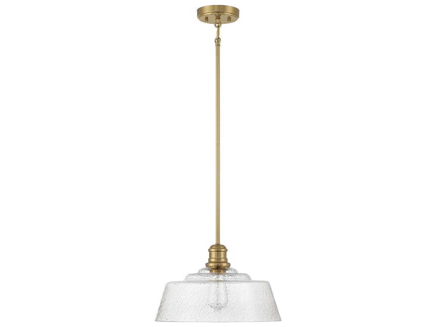Savoy House Meridian 1-Light Natural Brass Glass Bowl Pendant