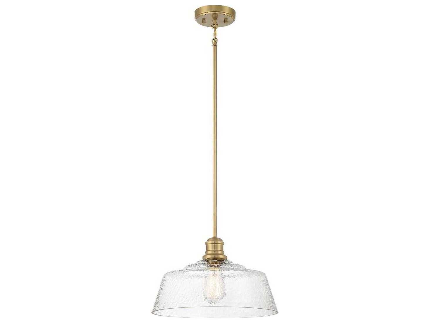 Savoy House Meridian 1-Light Natural Brass Glass Bowl Pendant