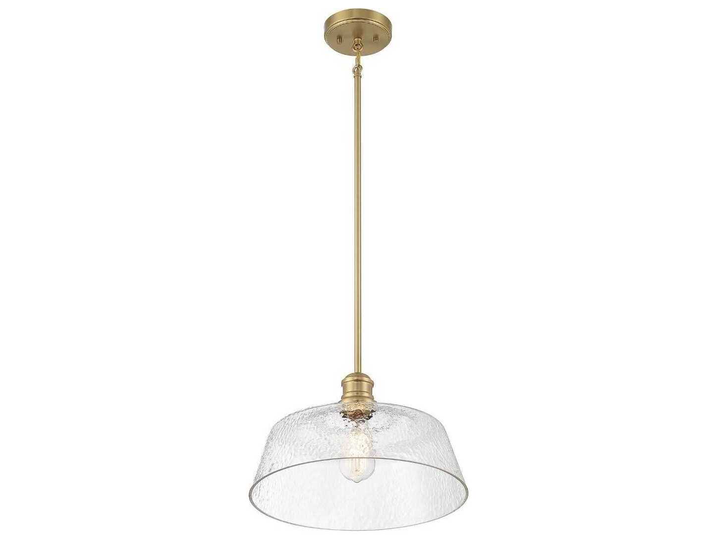Savoy House Meridian 1-Light Natural Brass Glass Bowl Pendant