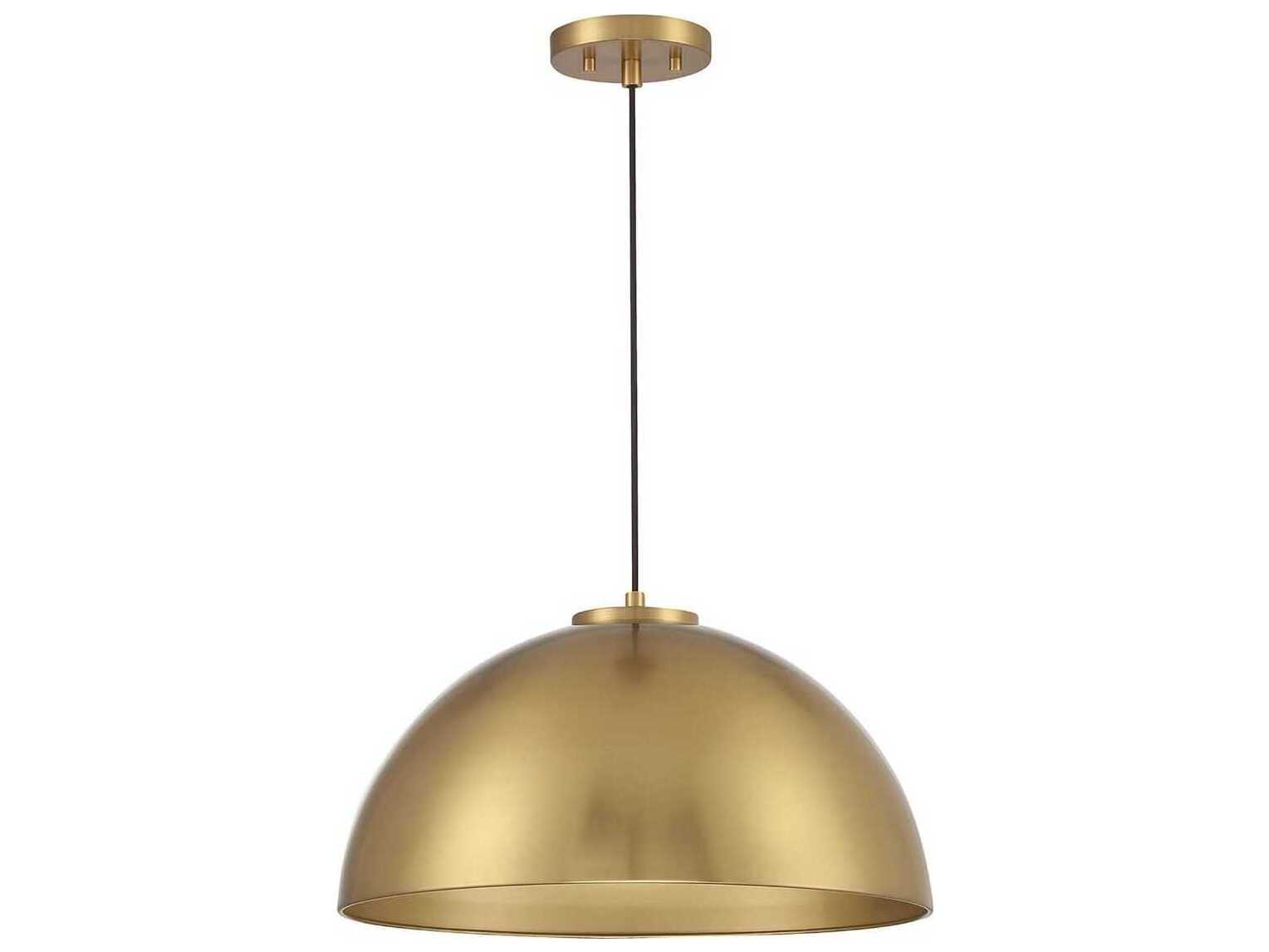 Savoy House Meridian 1-Light Natural Brass Dome Pendant