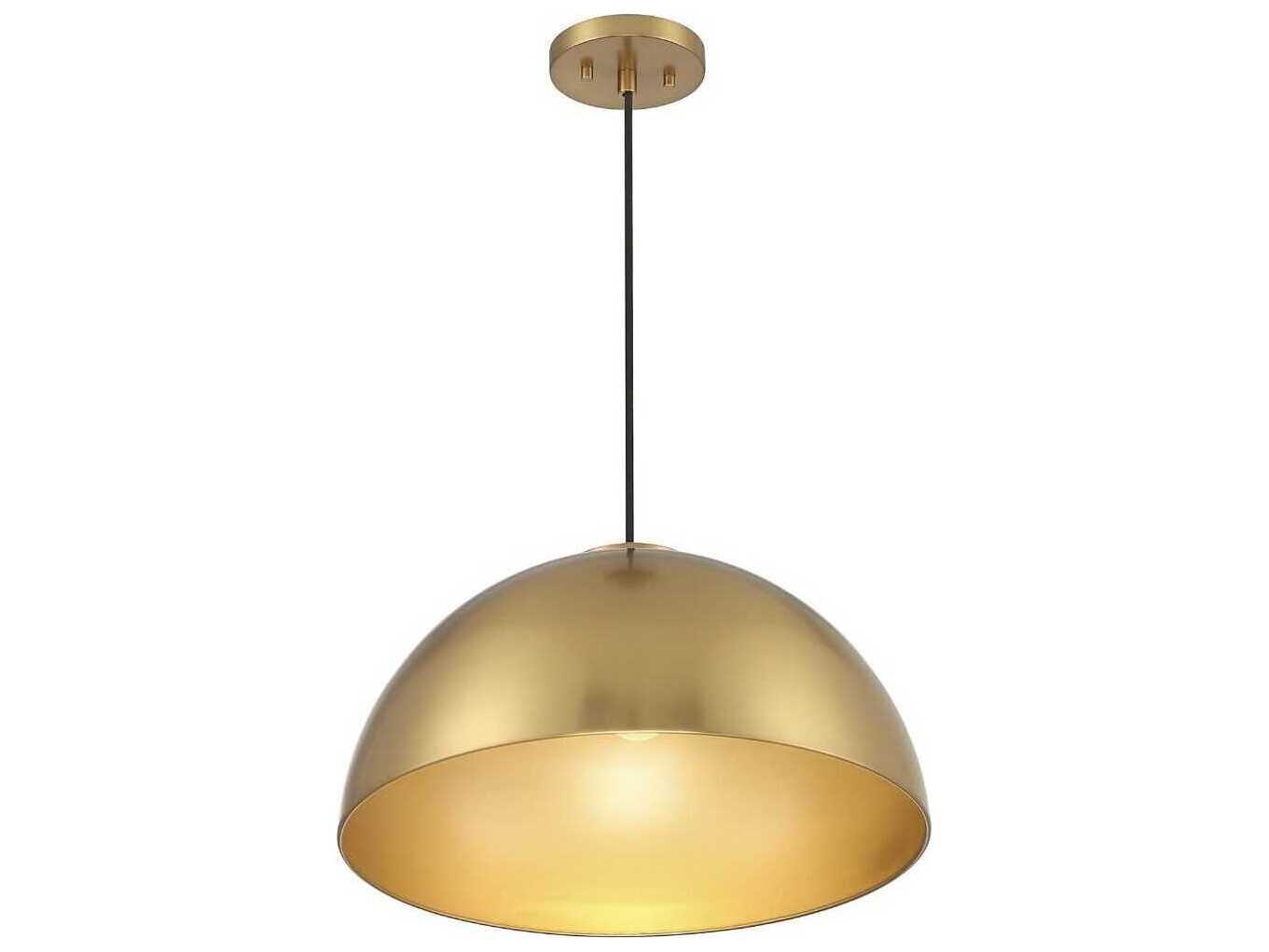 Savoy House Meridian 1-Light Natural Brass Dome Pendant