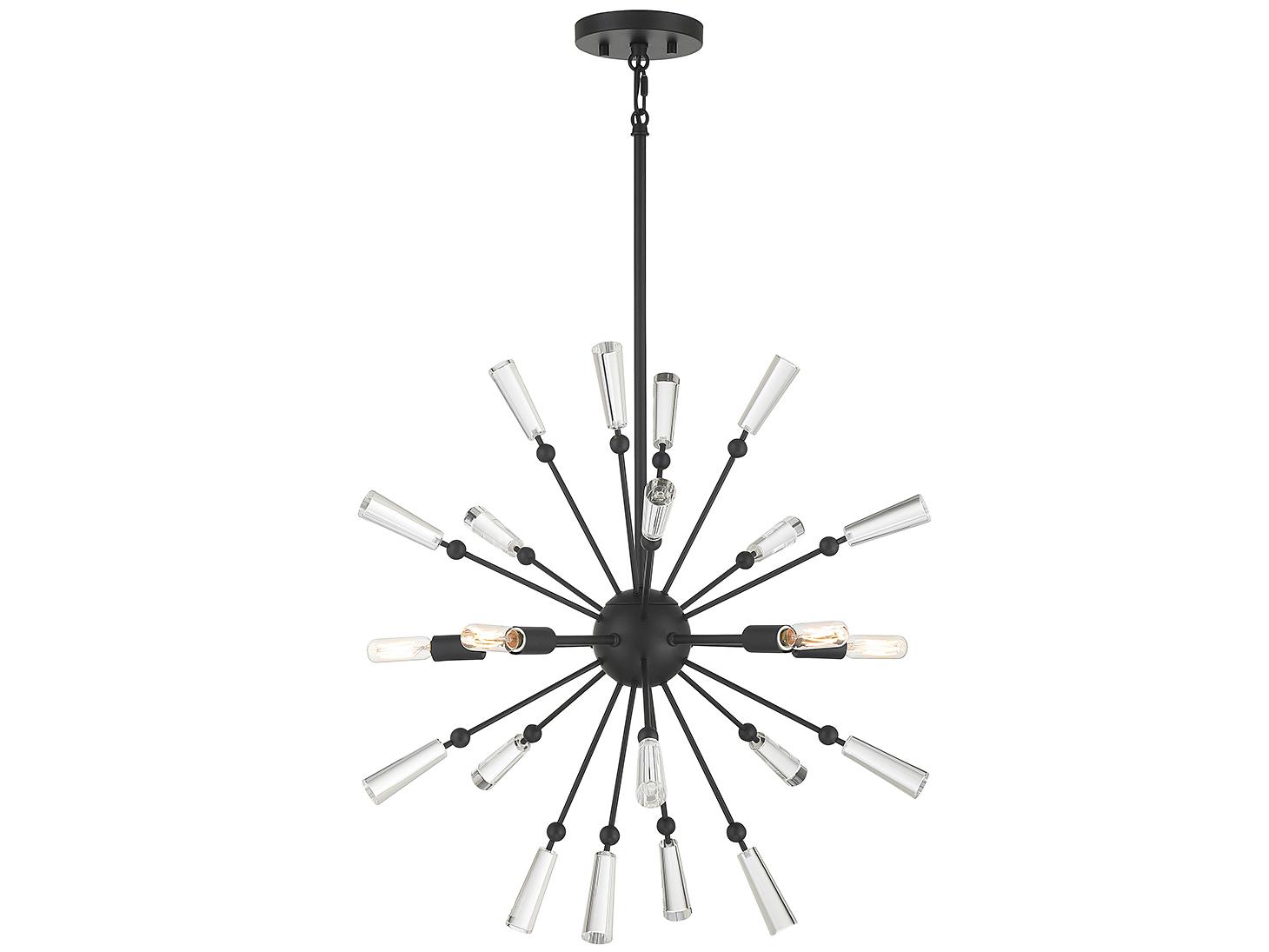 Savoy House Meridian 5-Light Matte Black Glass Sputnik Pendant