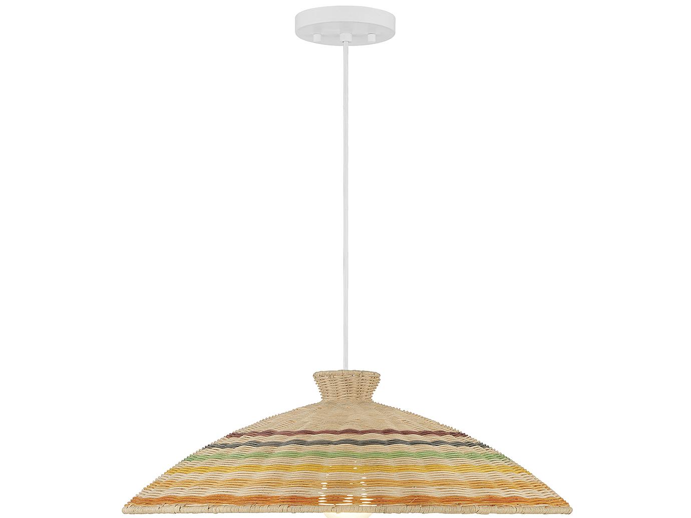 Savoy House Meridian 1-Light Matte White Natural Rattan Blue Dome Pendant