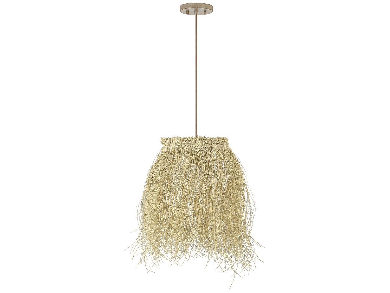 Savoy House Meridian 1-Light Matte White Natural Rattan Brown Pendant