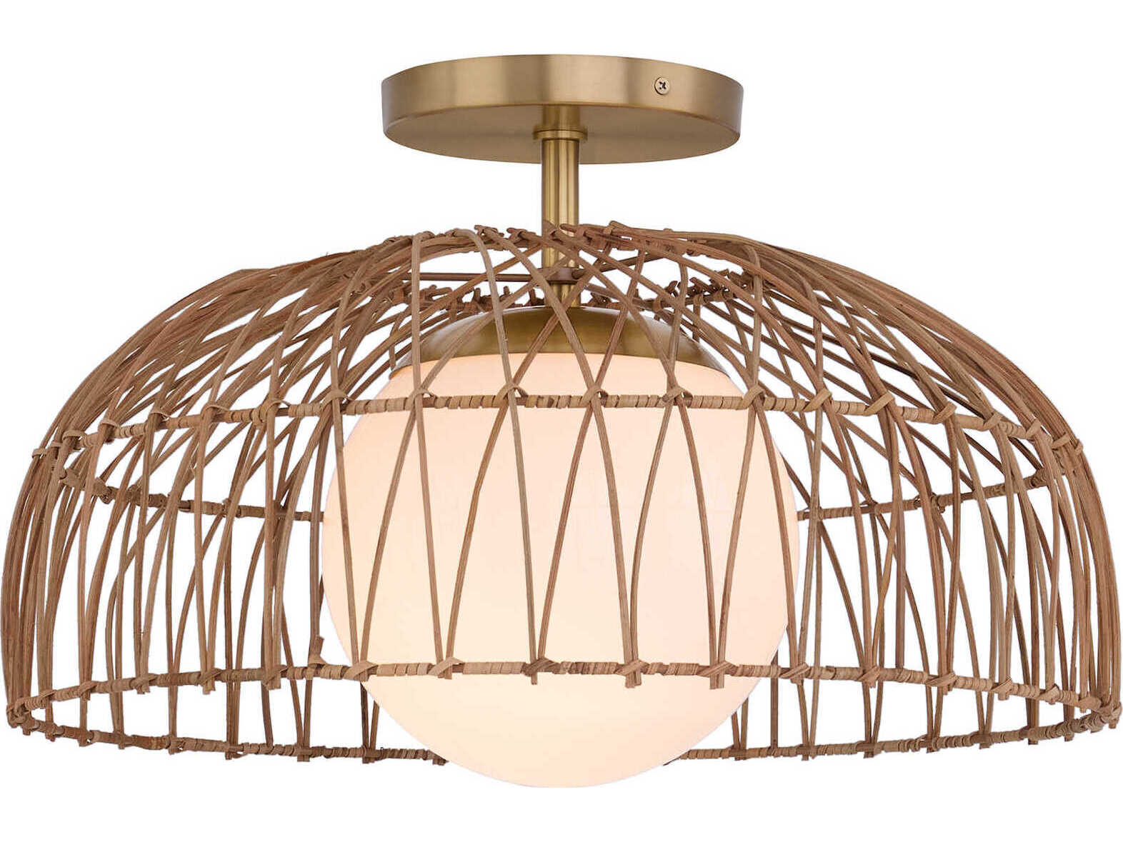 Savoy House Meridian 1-Light Natural Brass Dome Semi Flush Mount
