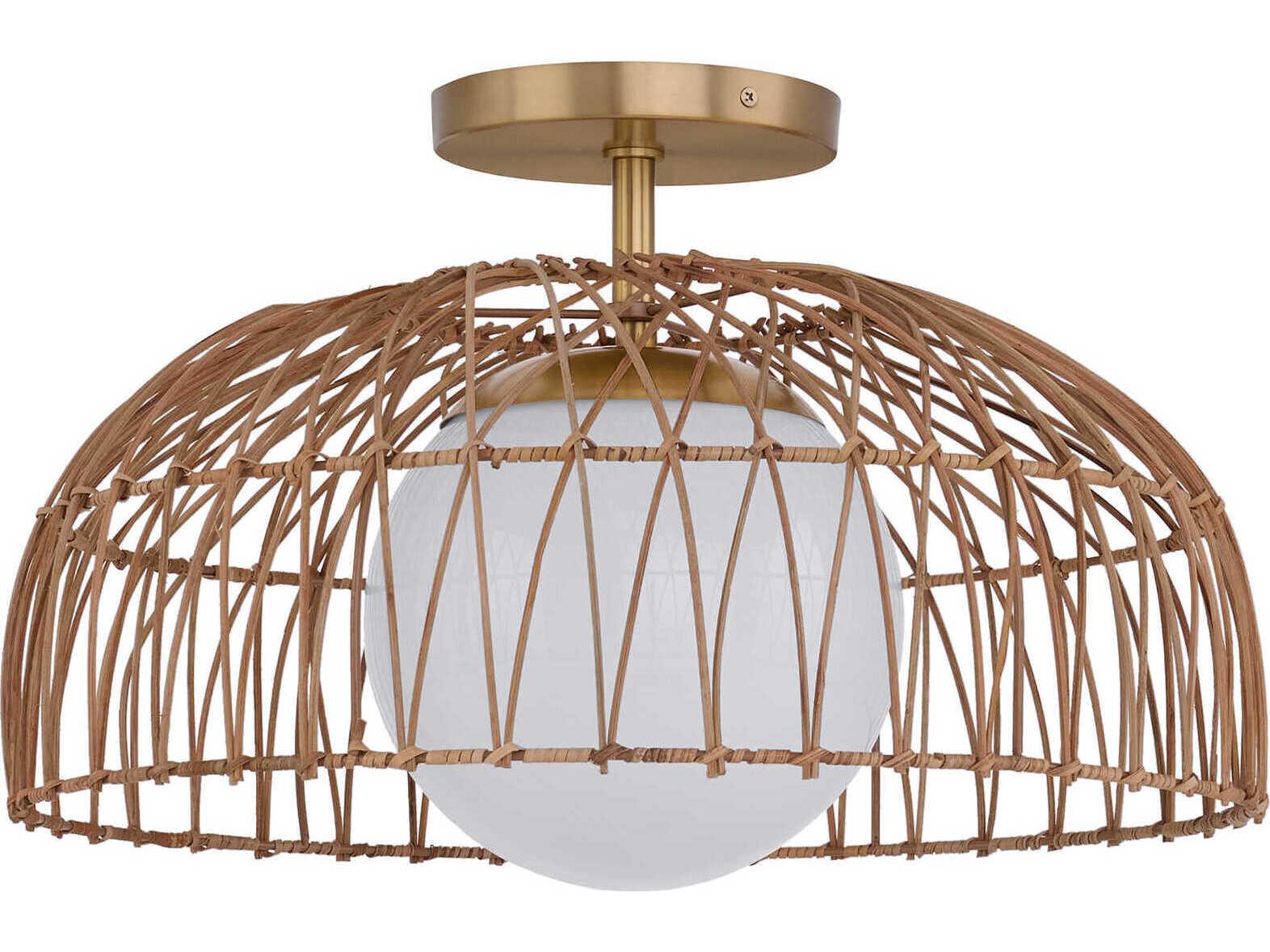 Savoy House Meridian 1-Light Natural Brass Dome Semi Flush Mount