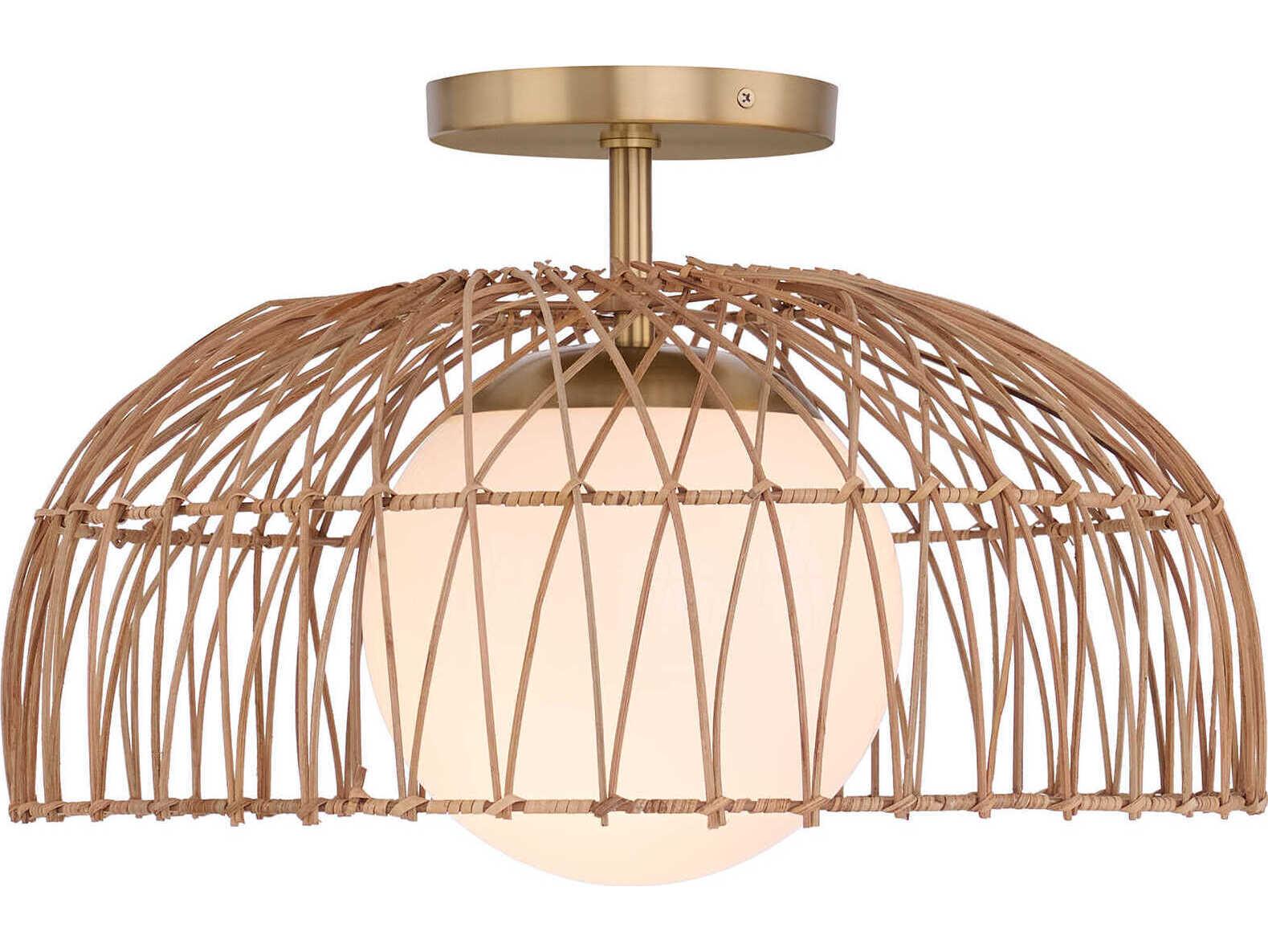 Savoy House Meridian 1-Light Natural Brass Dome Semi Flush Mount